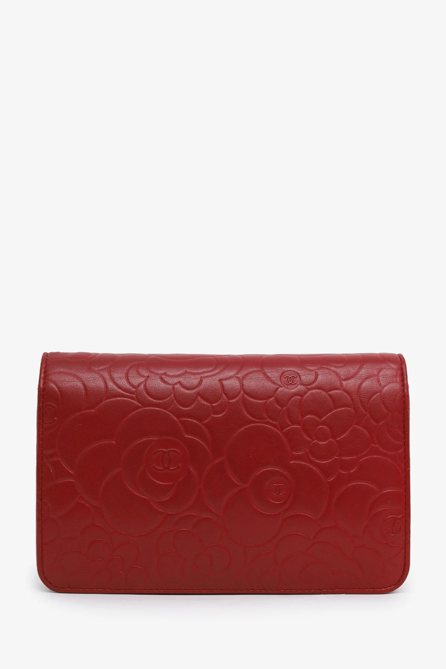 Pre-Loved Chanel™ 2011 Red Lambskin Leather Camellia Classic Wallet on Chain - Image 2