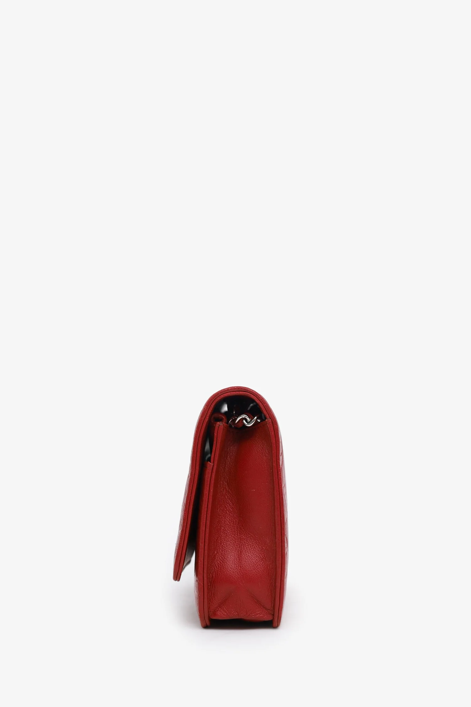 Pre-Loved Chanel™ 2011 Red Lambskin Leather Camellia Classic Wallet on Chain - Image 4