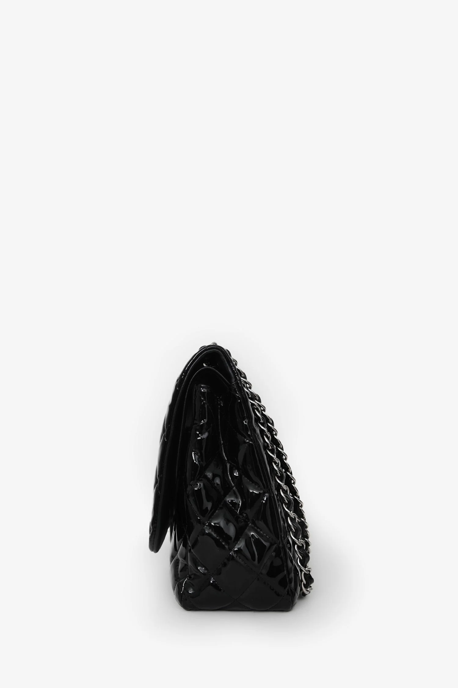 Pre-Loved Chanel™ 2012/13 Black Quilted Patent Maxi Double Flap Shoulder Bag - Image 4