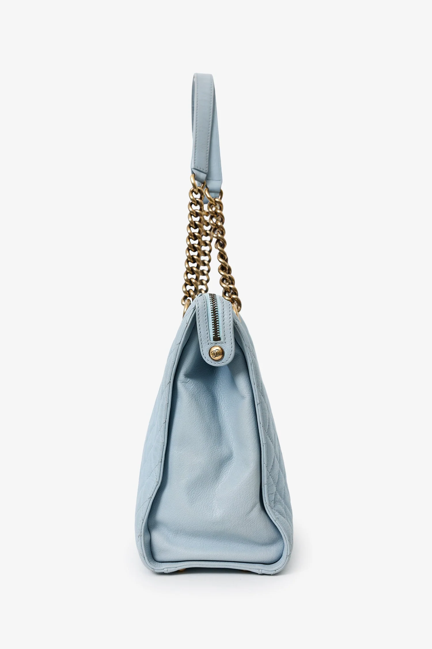 Pre-Loved Chanel™ 2012-13 Blue Quilted Leather Rita Dome Tote - Image 4