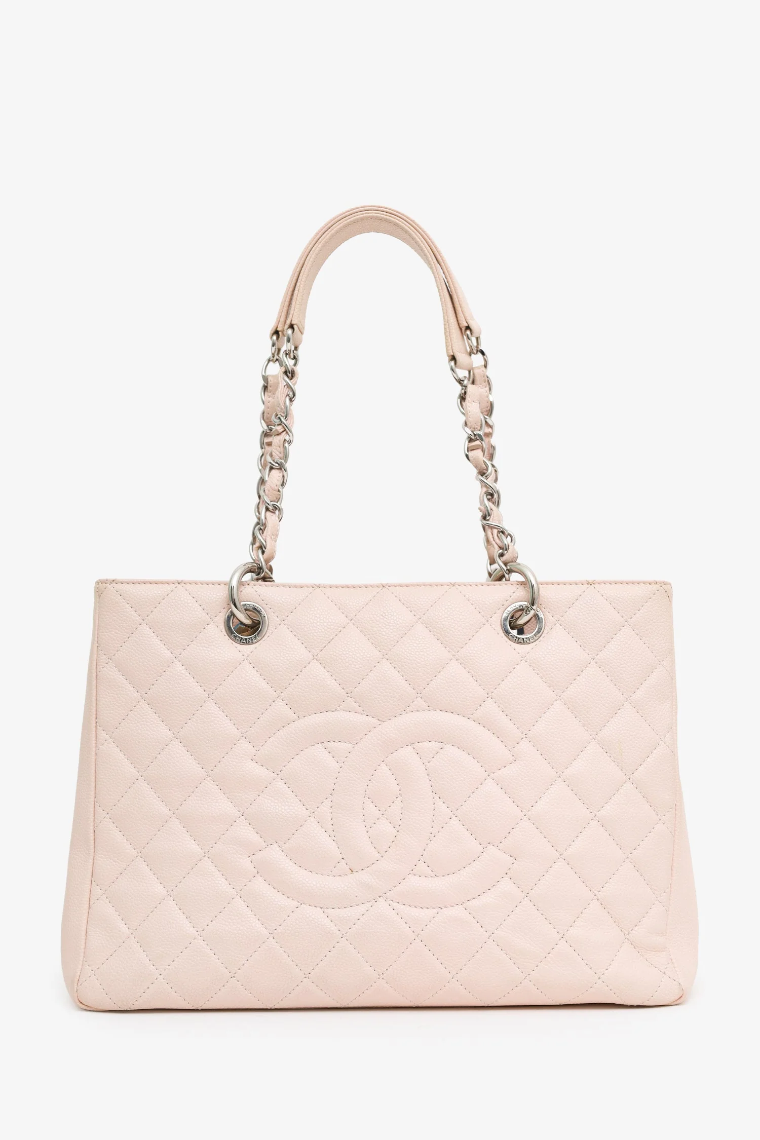 Pre-Loved Chanel™ 2012-13 Pink Caviar Leather Grand Shopping Tote - Image 6