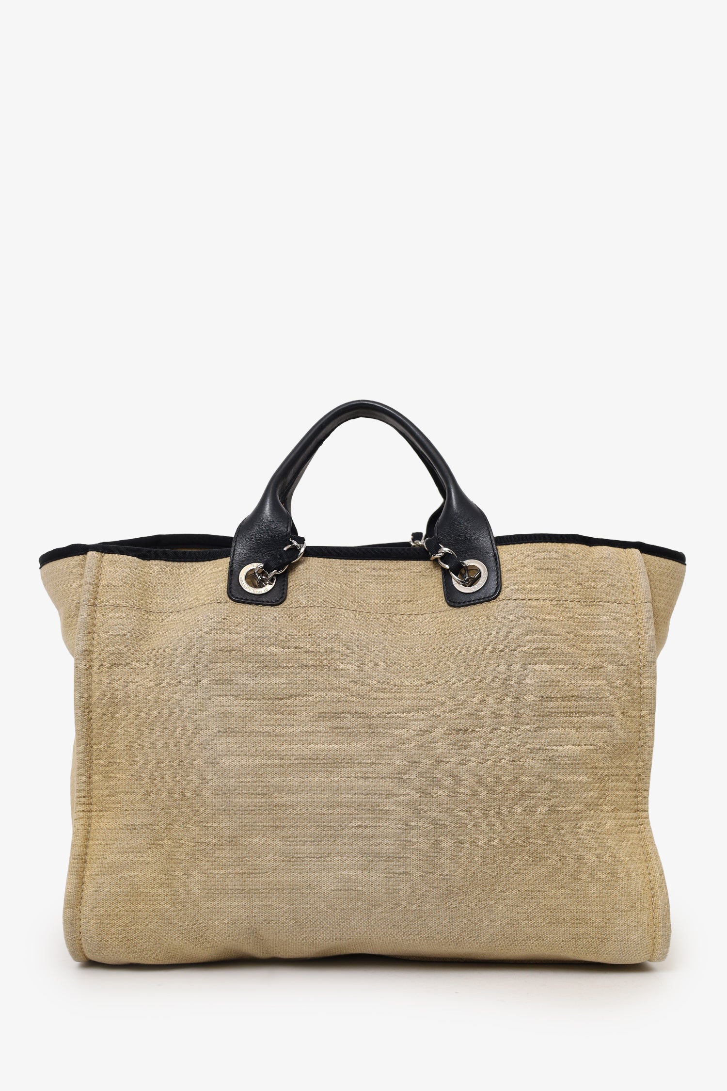 Pre-Loved Chanel™ 2012 Beige/Black Canvas Large Deauville Shopping Tote - Image 2
