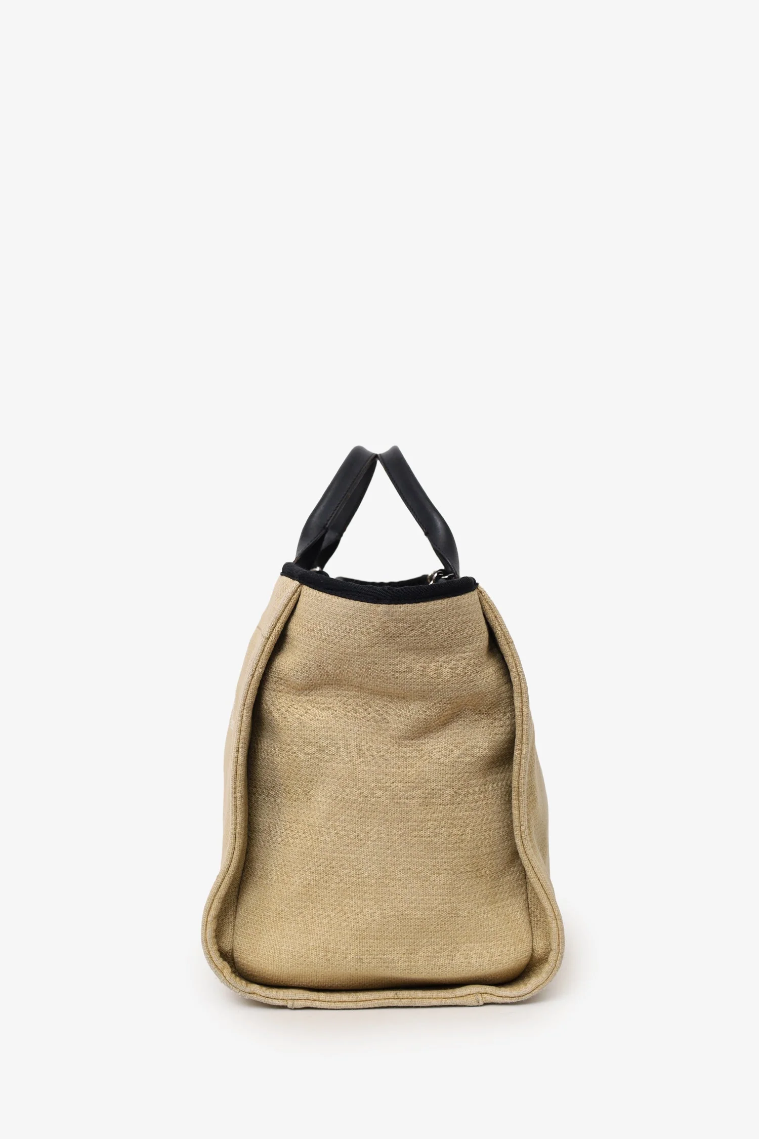 Pre-Loved Chanel™ 2012 Beige/Black Canvas Large Deauville Shopping Tote - Image 4