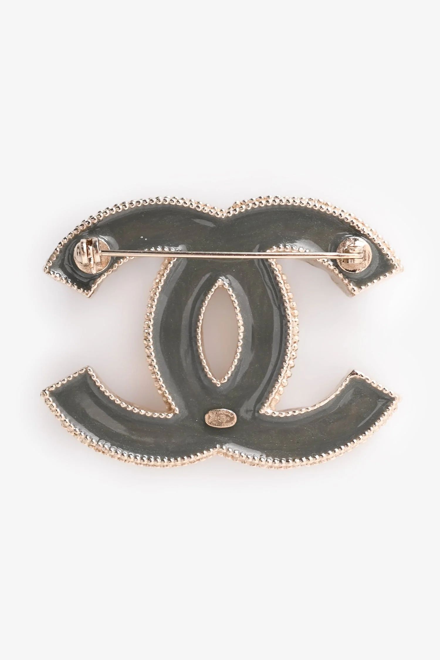 Pre-Loved Chanel™ 2012 Gold Tone Metal Crystal Embellished CC Brooch - Image 2