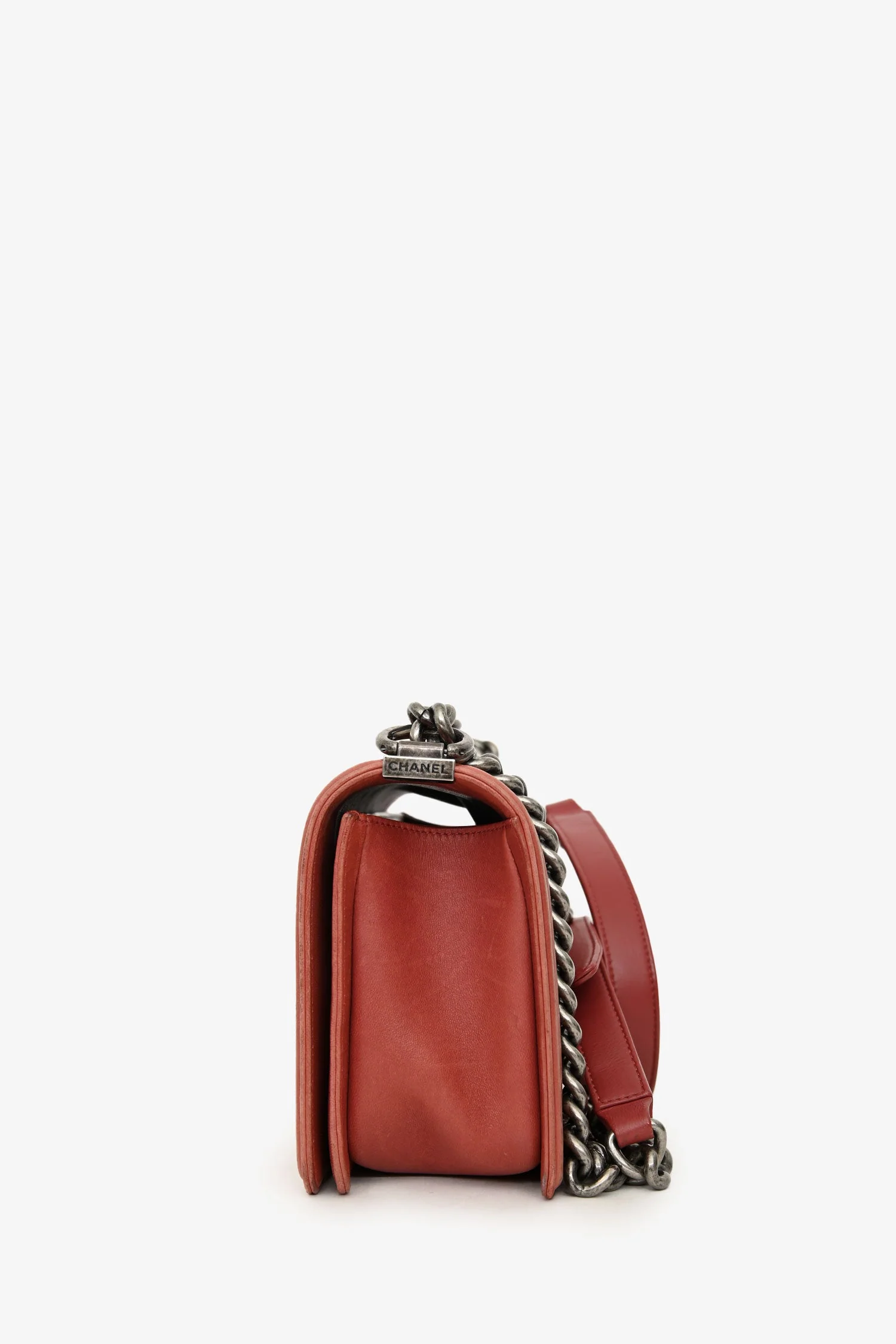 Chanel™ 2012 Peach Lambskin Medium Boy Bag (Pre-Loved ) - Image 4