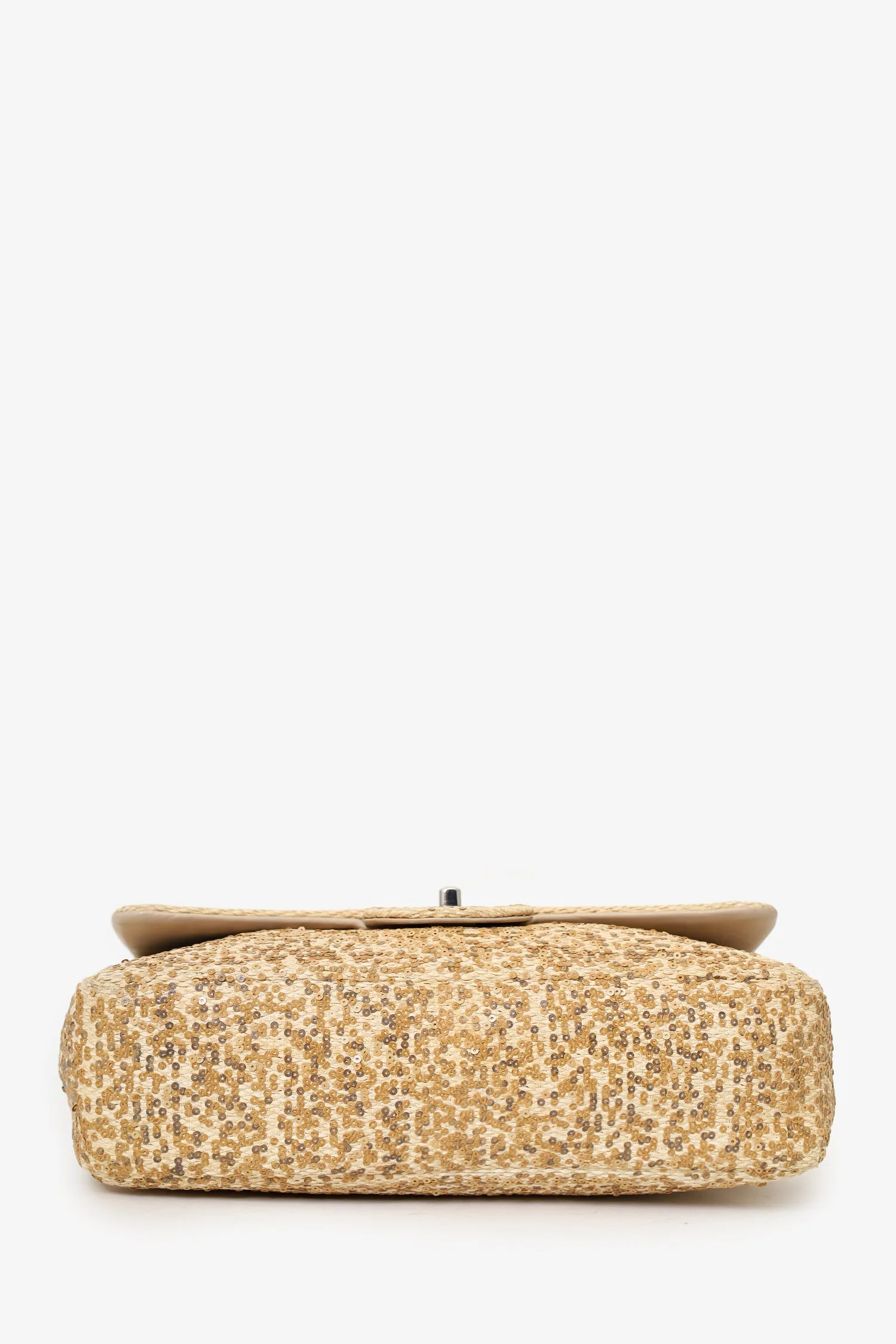 Pre-Loved Chanel™ 2013-14 Beige Raffia Sequin Small Single Flap Bag - Image 7