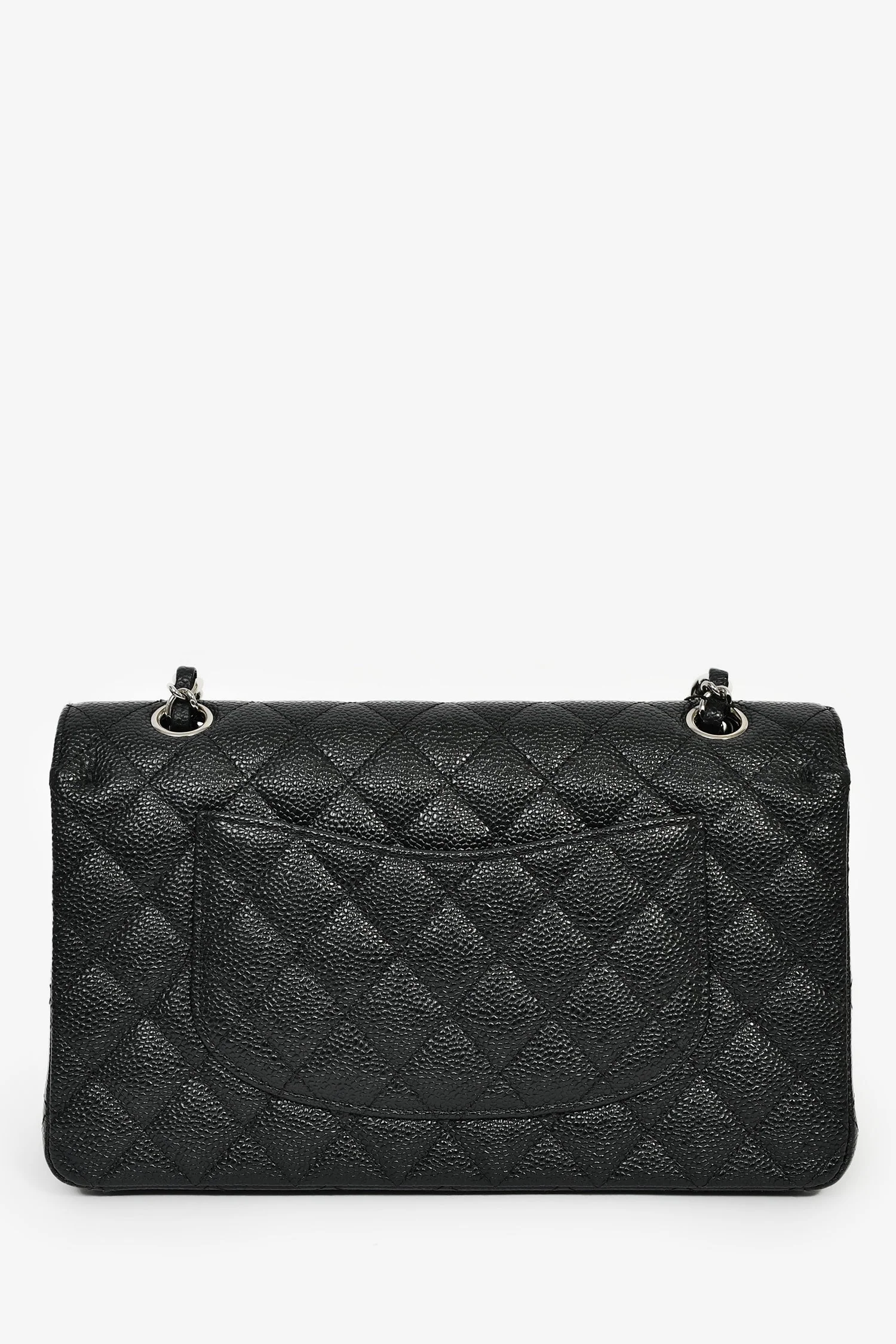 Pre-Loved Chanel™ 2013/14 Black Quilted Caviar Leather Medium Classic Double Flap SHW - Image 2