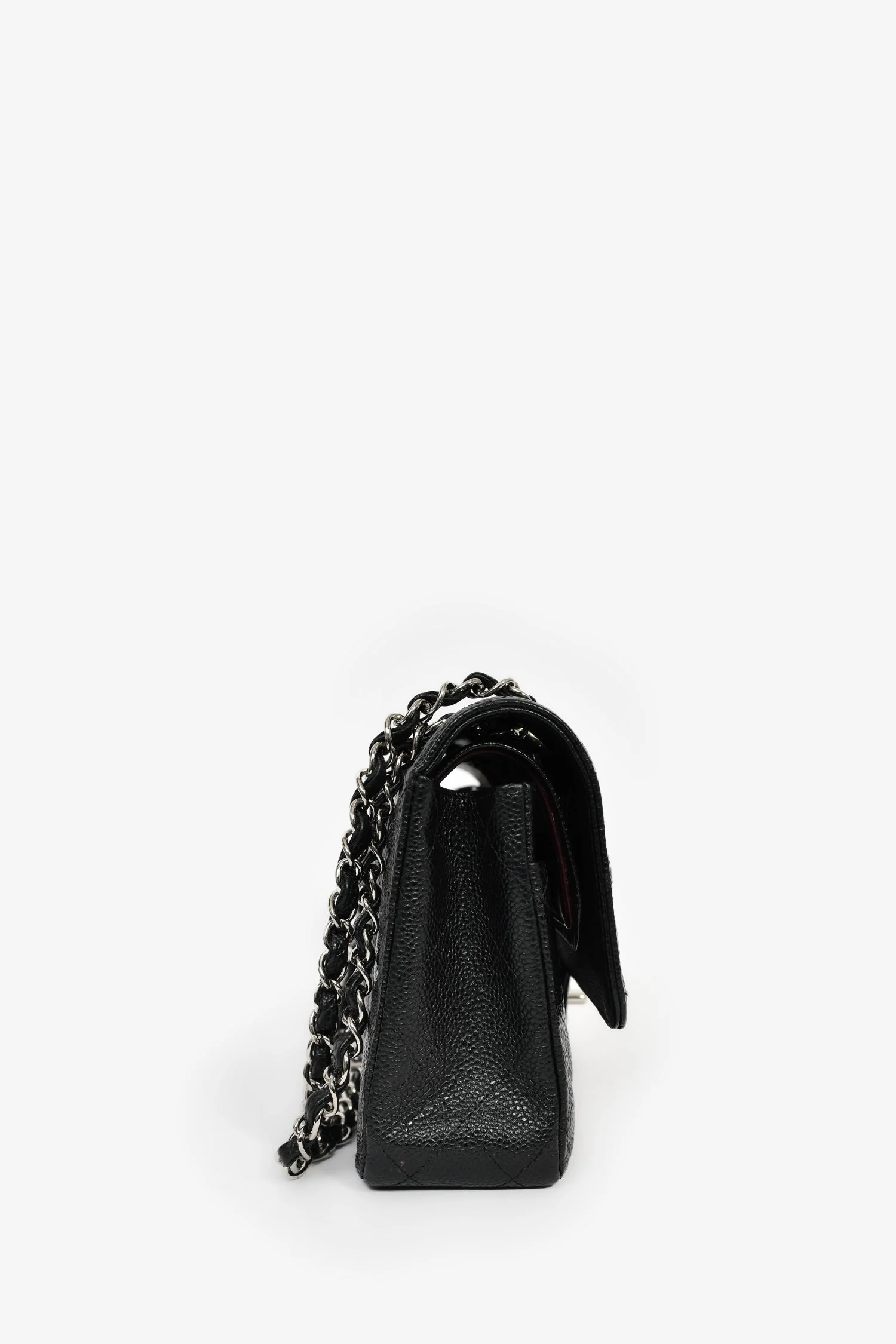 Pre-Loved Chanel™ 2013/14 Black Quilted Caviar Leather Medium Classic Double Flap SHW - Image 4