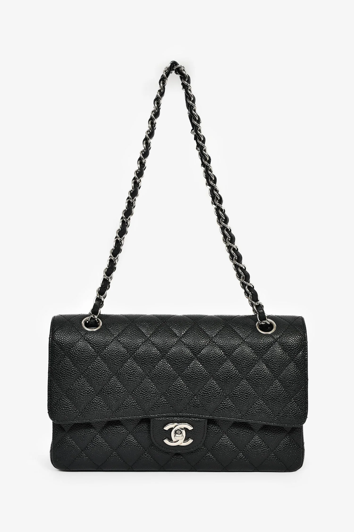 Pre-Loved Chanel™ 2013/14 Black Quilted Caviar Leather Medium Classic Double Flap SHW - Image 8