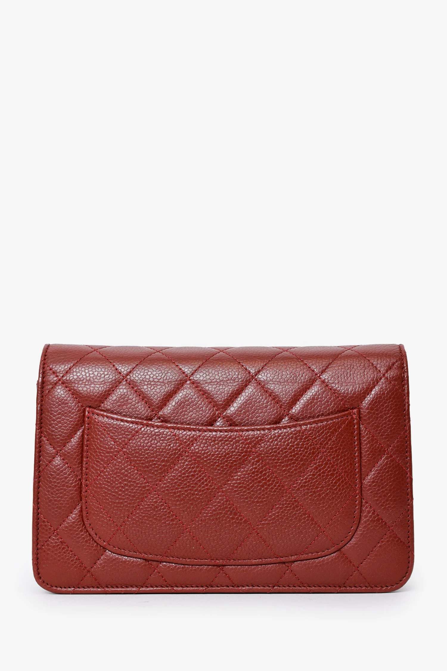 Pre-Loved Chanel™ 2013-14 Burgundy Caviar Leather Classic Wallet On Chain - Image 3