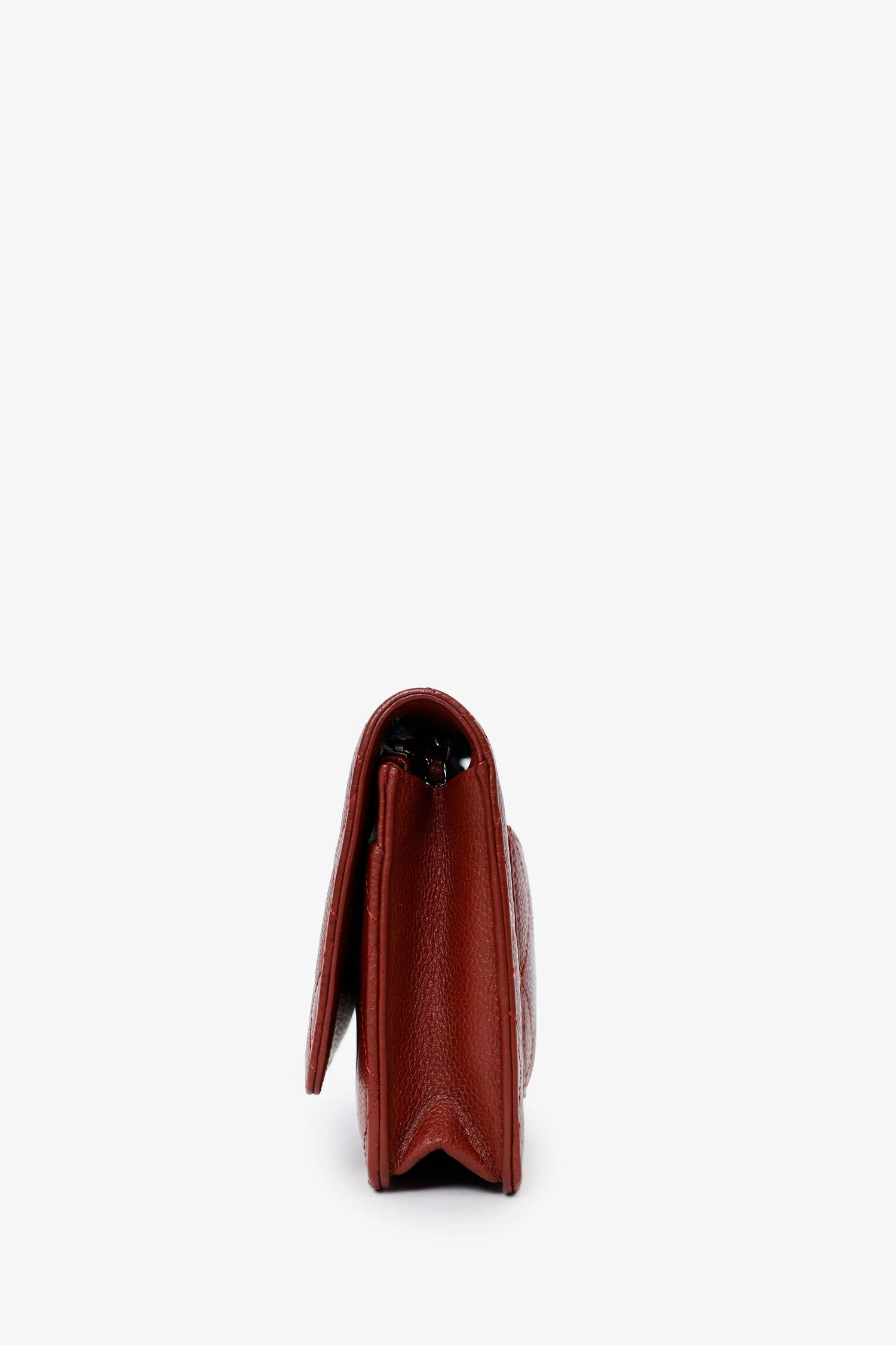 Pre-Loved Chanel™ 2013-14 Burgundy Caviar Leather Classic Wallet On Chain - Image 4