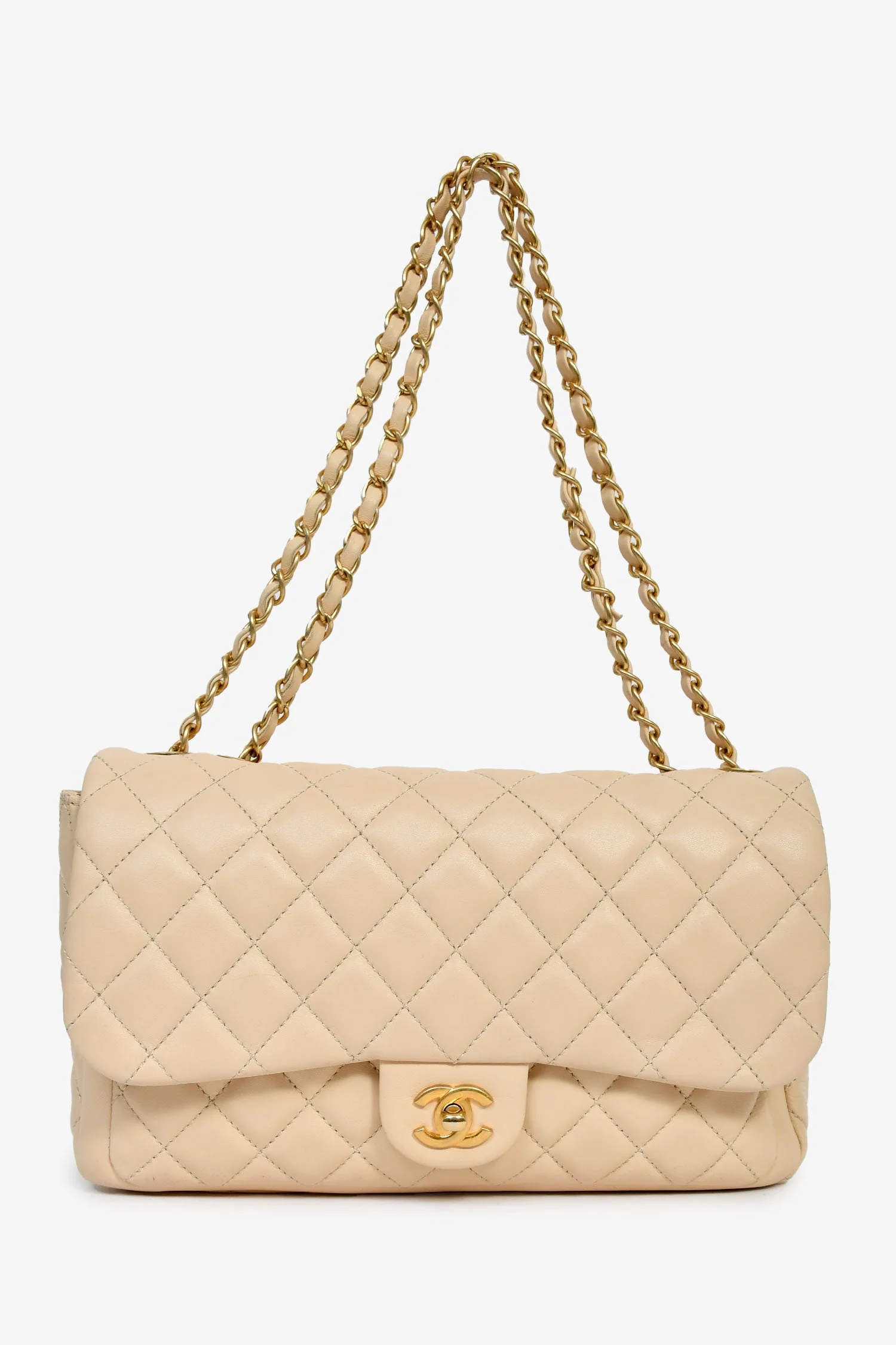 Chanel™ 2013-14 Vanilla Beige Lambskin Quilted Flap Chain Shoulder Bag (Pre-Loved ) - Image 7