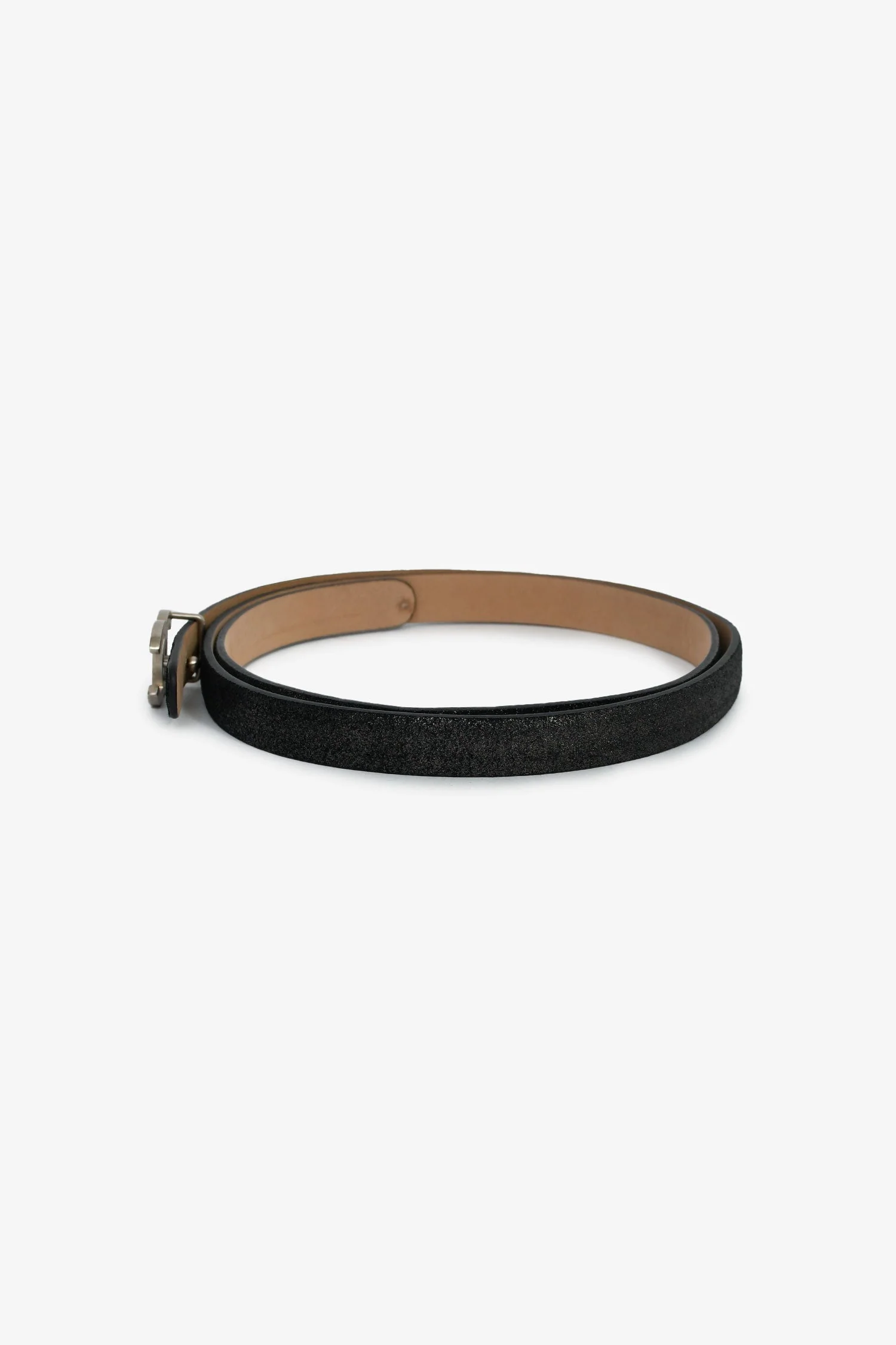 Pre-Loved Chanel™ 2013 Black Metallic Leather CC Belt Size 85/34 - Image 4