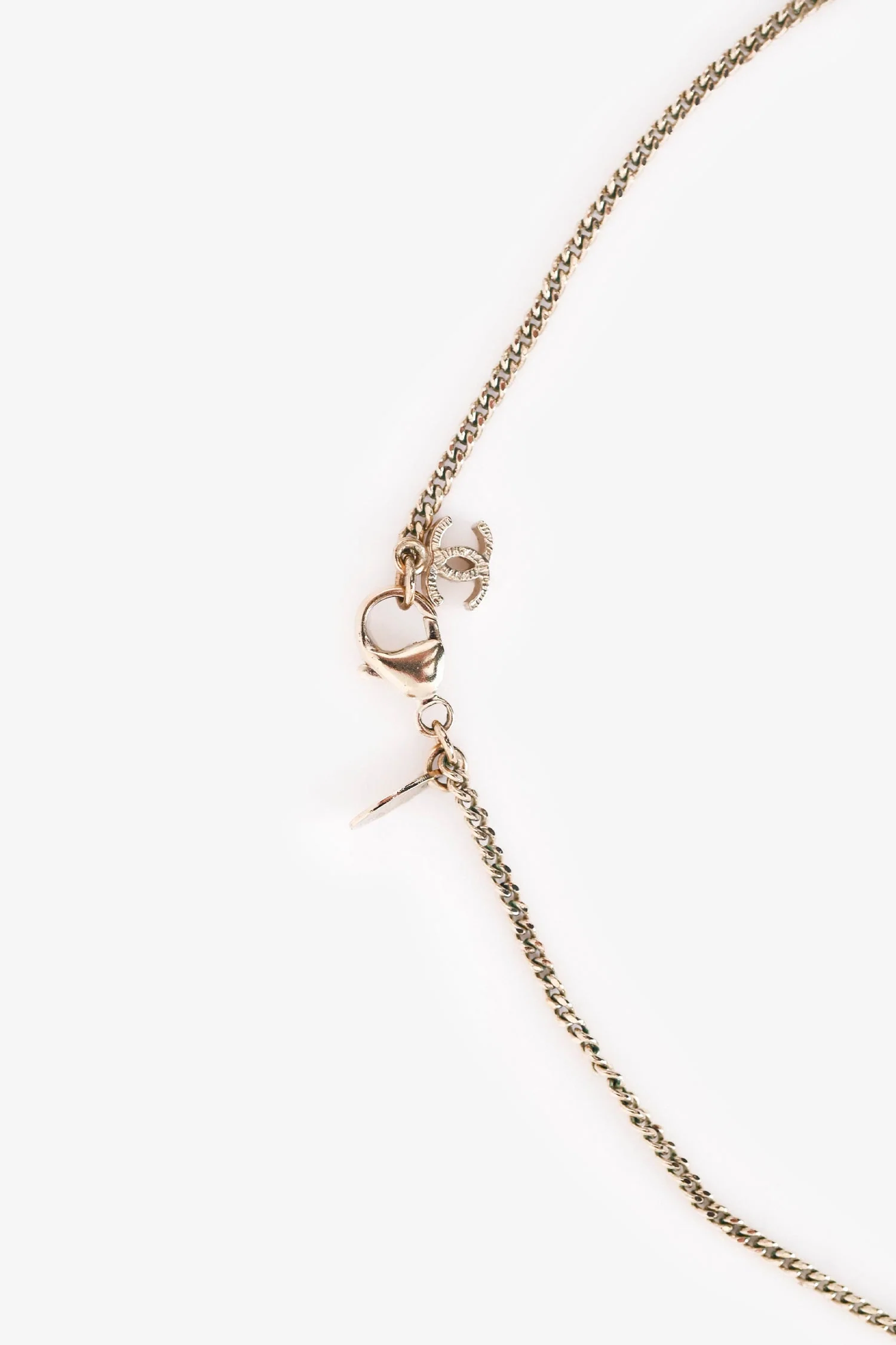 Pre-Loved Chanel™ 2013 Gold Tone Metal Tweed CC Pendant Necklace - Image 3
