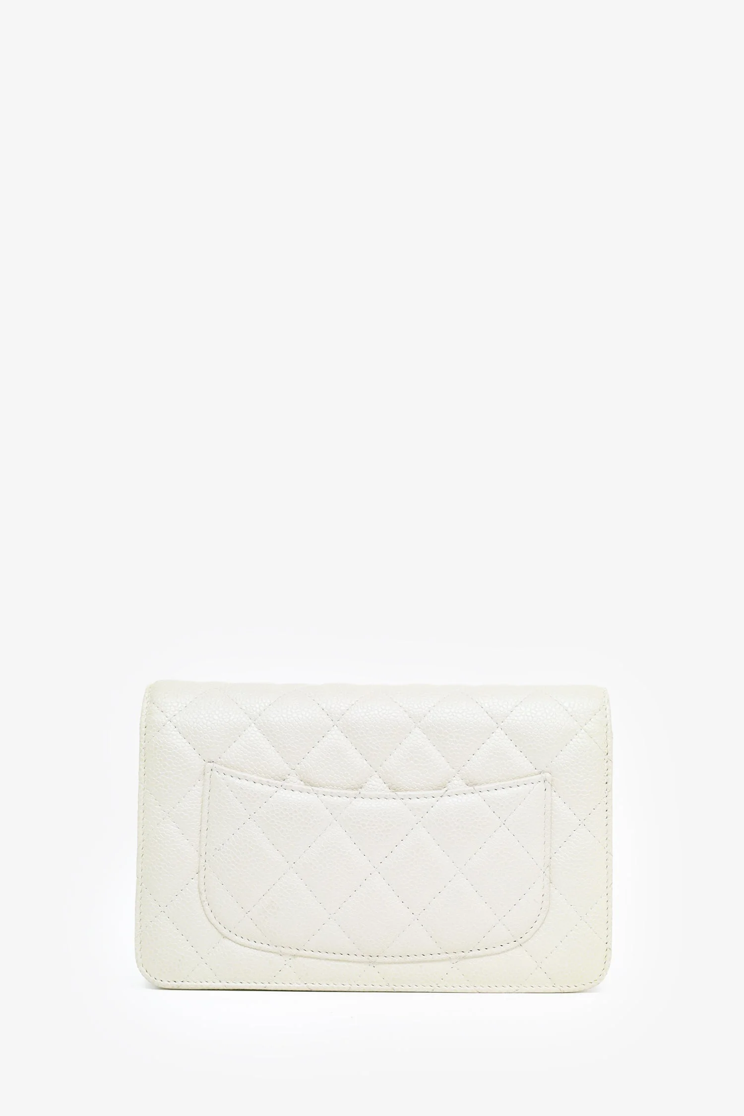 Pre-Loved Chanel™ 2014-15 Beige Metallic Caviar Leather Wallet on Chain - Image 3