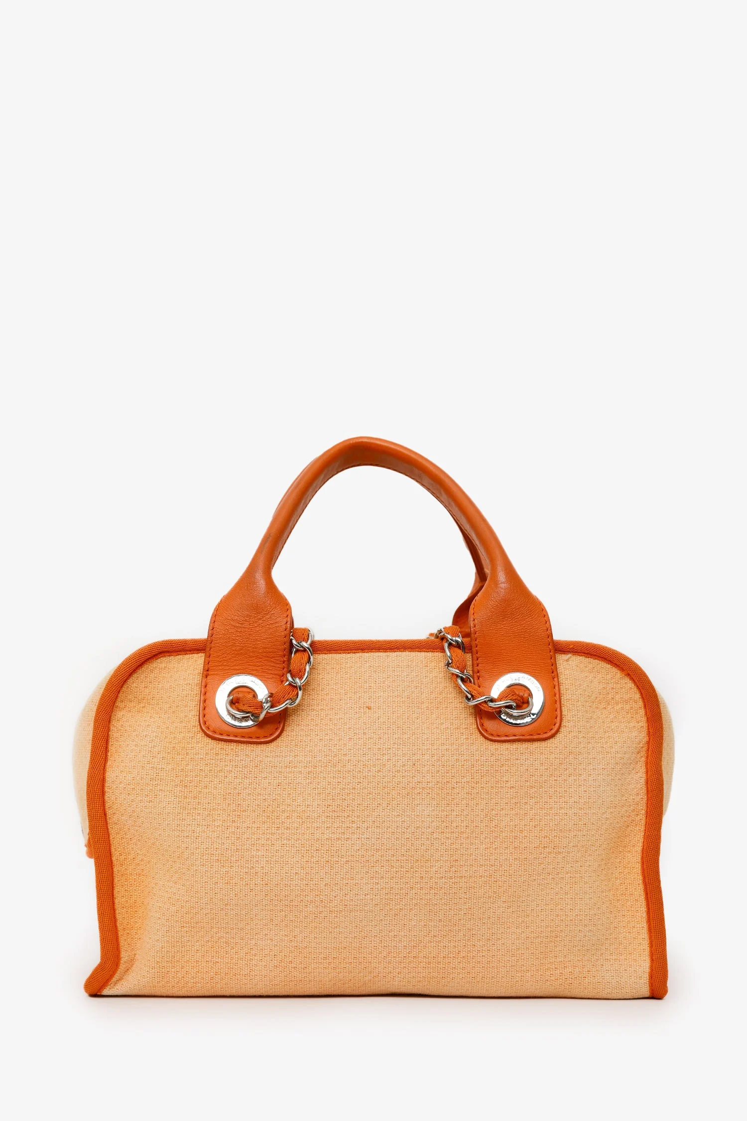 Pre-Loved Chanel™ 2014-15 Orange Canvas Deauville Mini Bowling Bag - Image 2