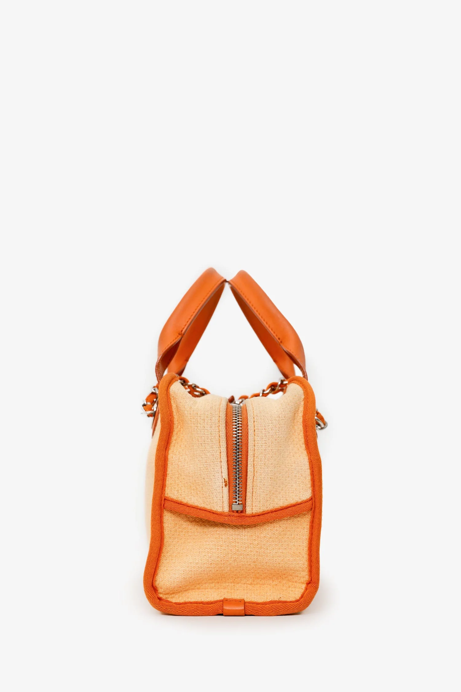 Pre-Loved Chanel™ 2014-15 Orange Canvas Deauville Mini Bowling Bag - Image 4