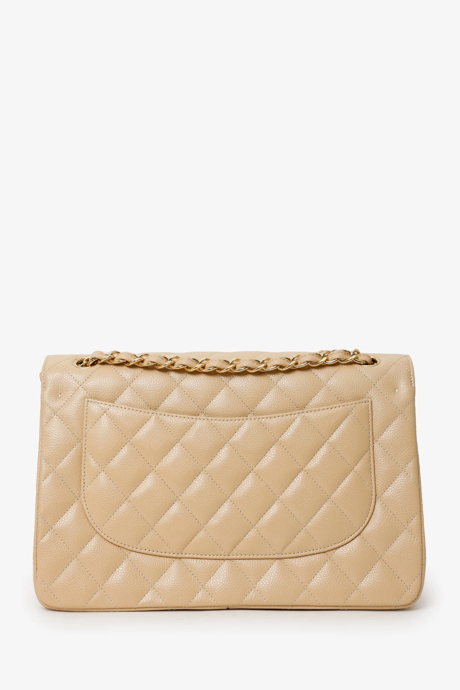 Pre-Loved Chanel™ 2014 Beige Caviar Leather Jumbo Double Flap Bag - Image 2