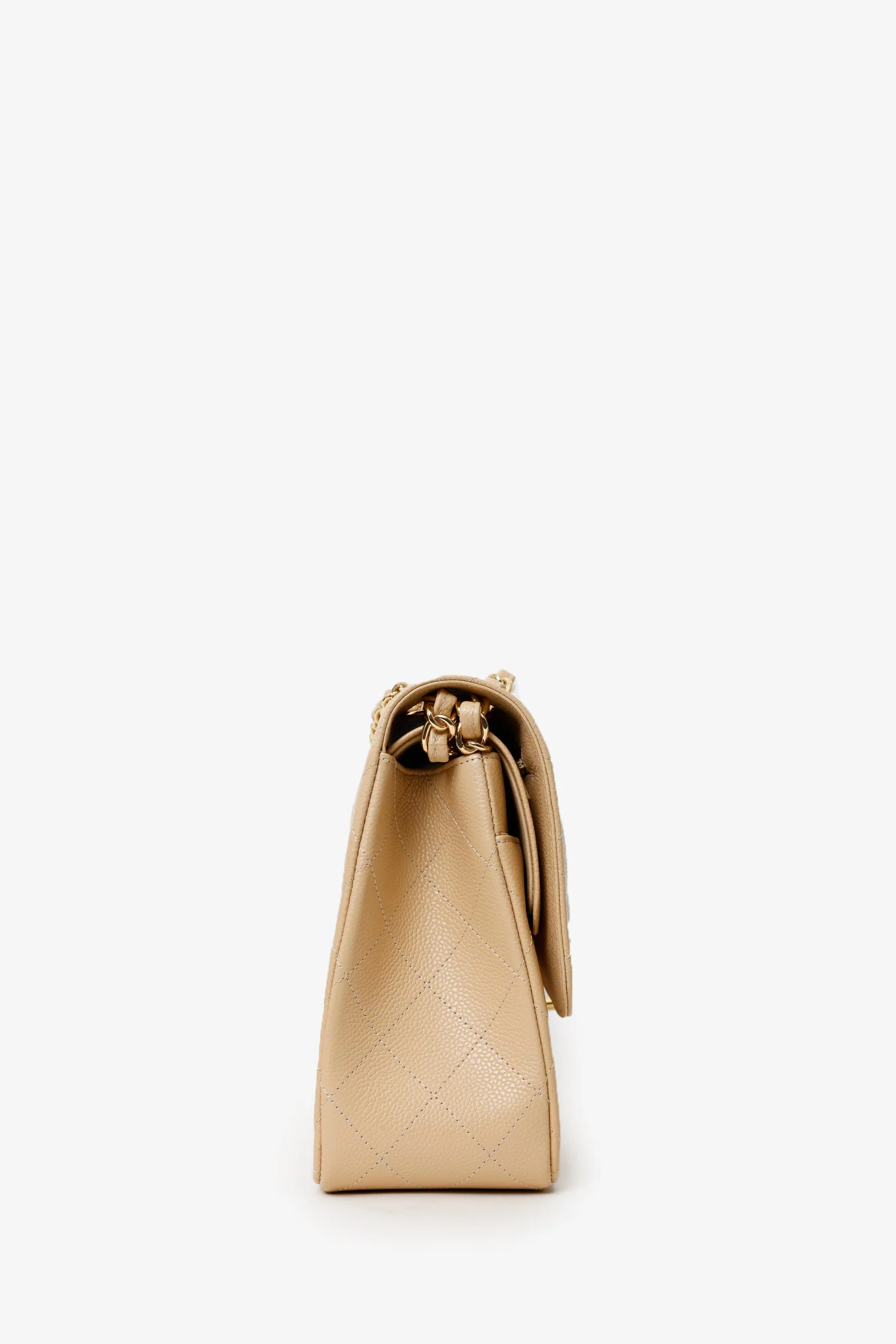 Pre-Loved Chanel™ 2014 Beige Caviar Leather Jumbo Double Flap Bag - Image 3