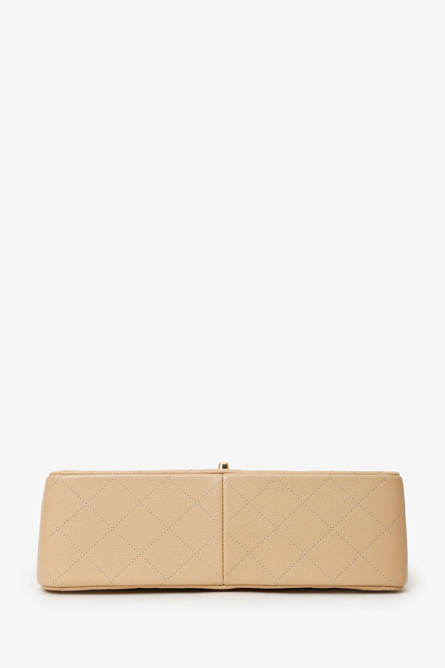Pre-Loved Chanel™ 2014 Beige Caviar Leather Jumbo Double Flap Bag - Image 5