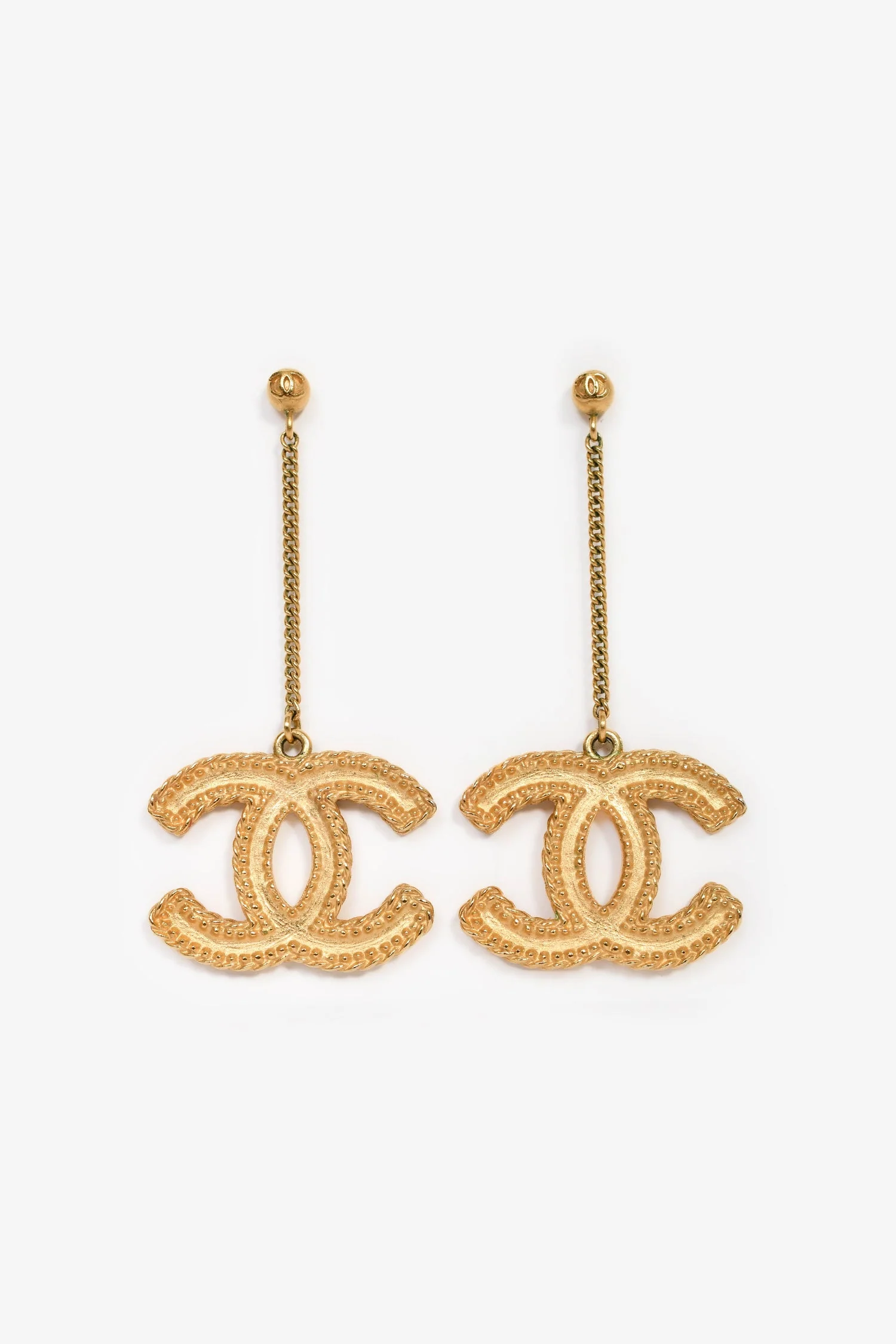 Pre-Loved Chanel™ 2014 Gold Toned Drop CC Earrings