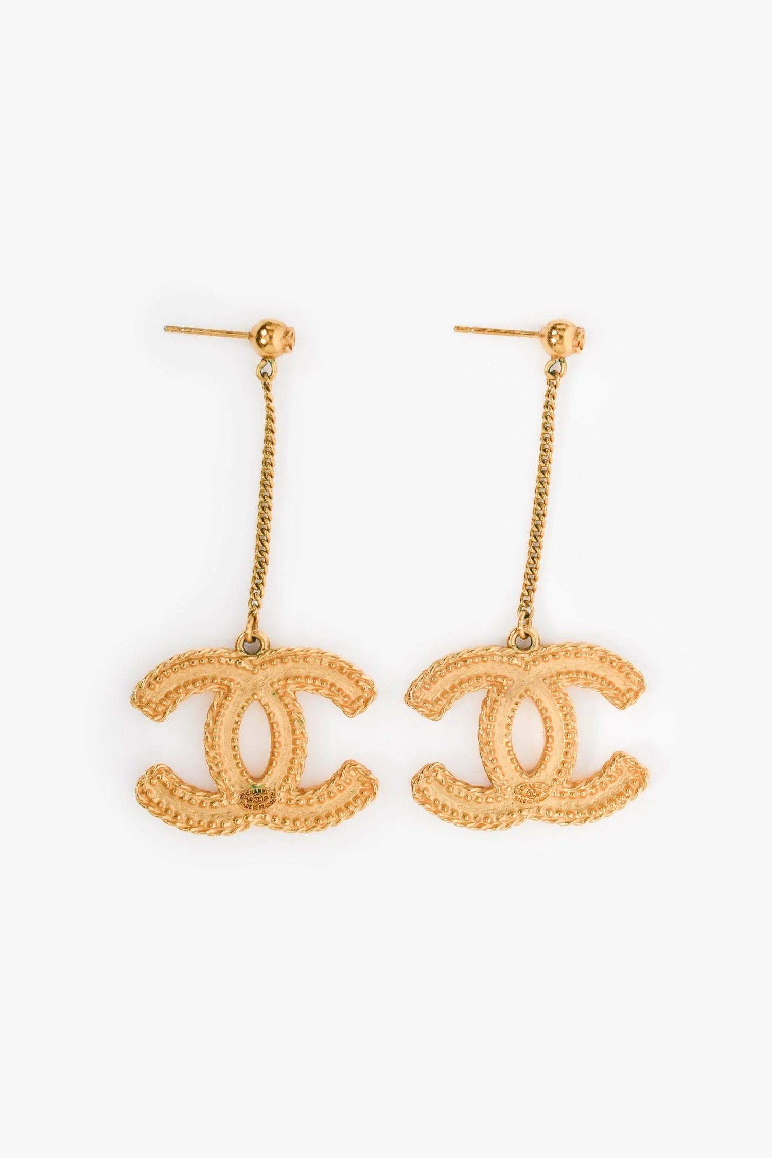 Pre-Loved Chanel™ 2014 Gold Toned Drop CC Earrings - Image 2