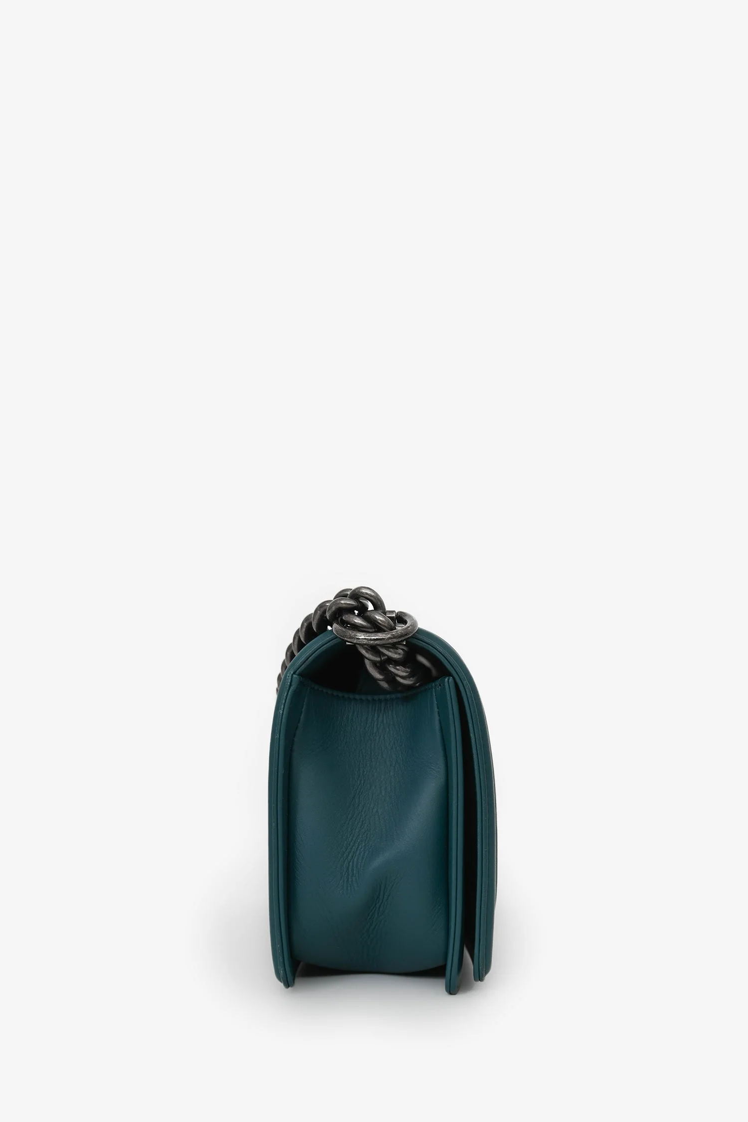 Pre-Loved Chanel™ 2014 Green Lambskin Old Medium Boy Bag SHW - Image 3