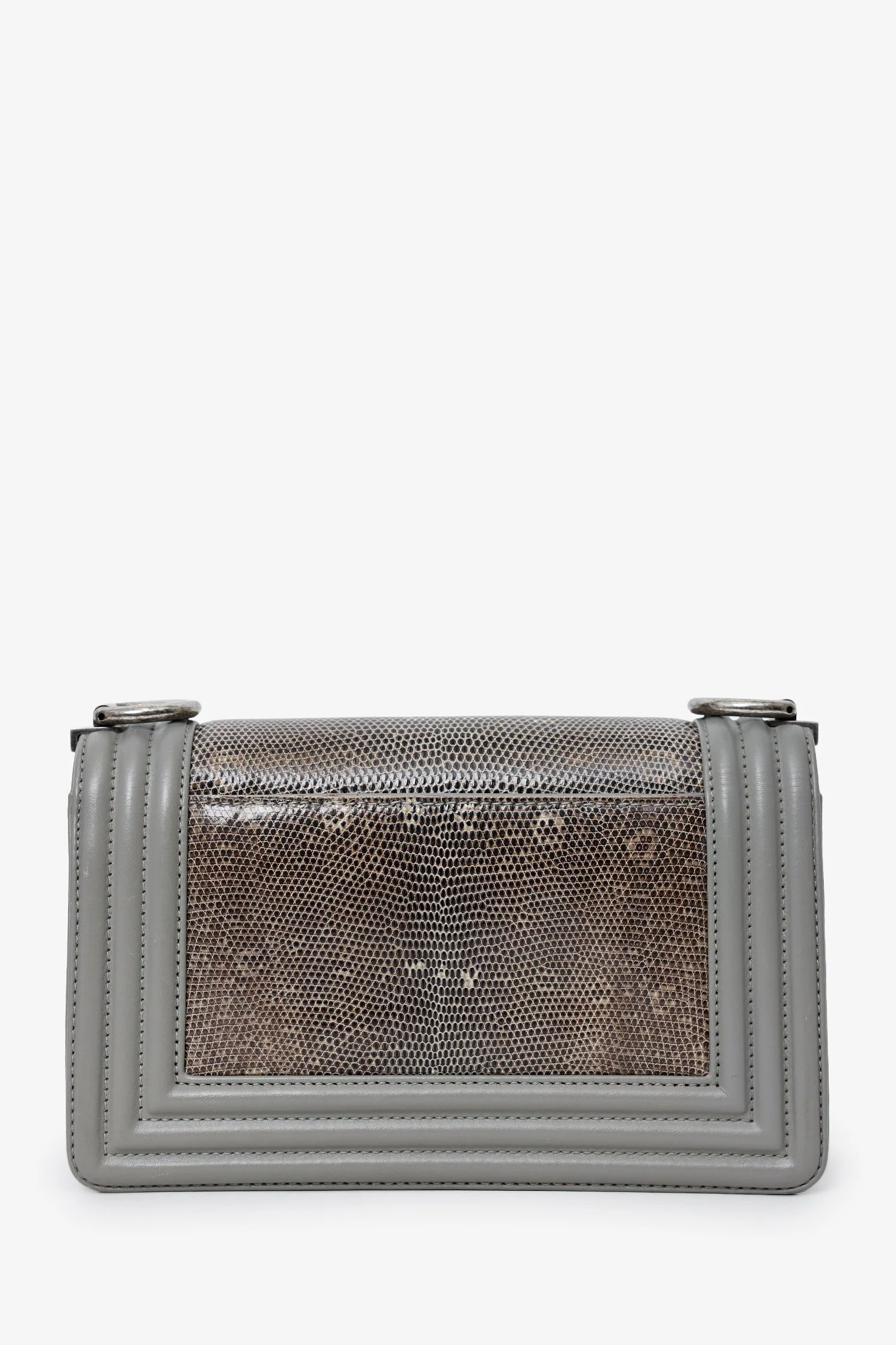 Pre-Loved Chanel™ 2014 Grey Lizard Leather Small Boy Bag - Image 3