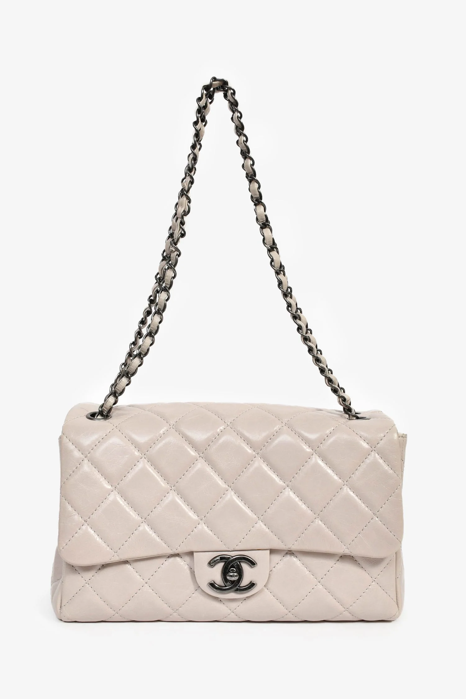 Pre-Loved Chanel™ 2014 Light Taupe Aged Calfskin Leather Jumbo Single Flap - Image 8