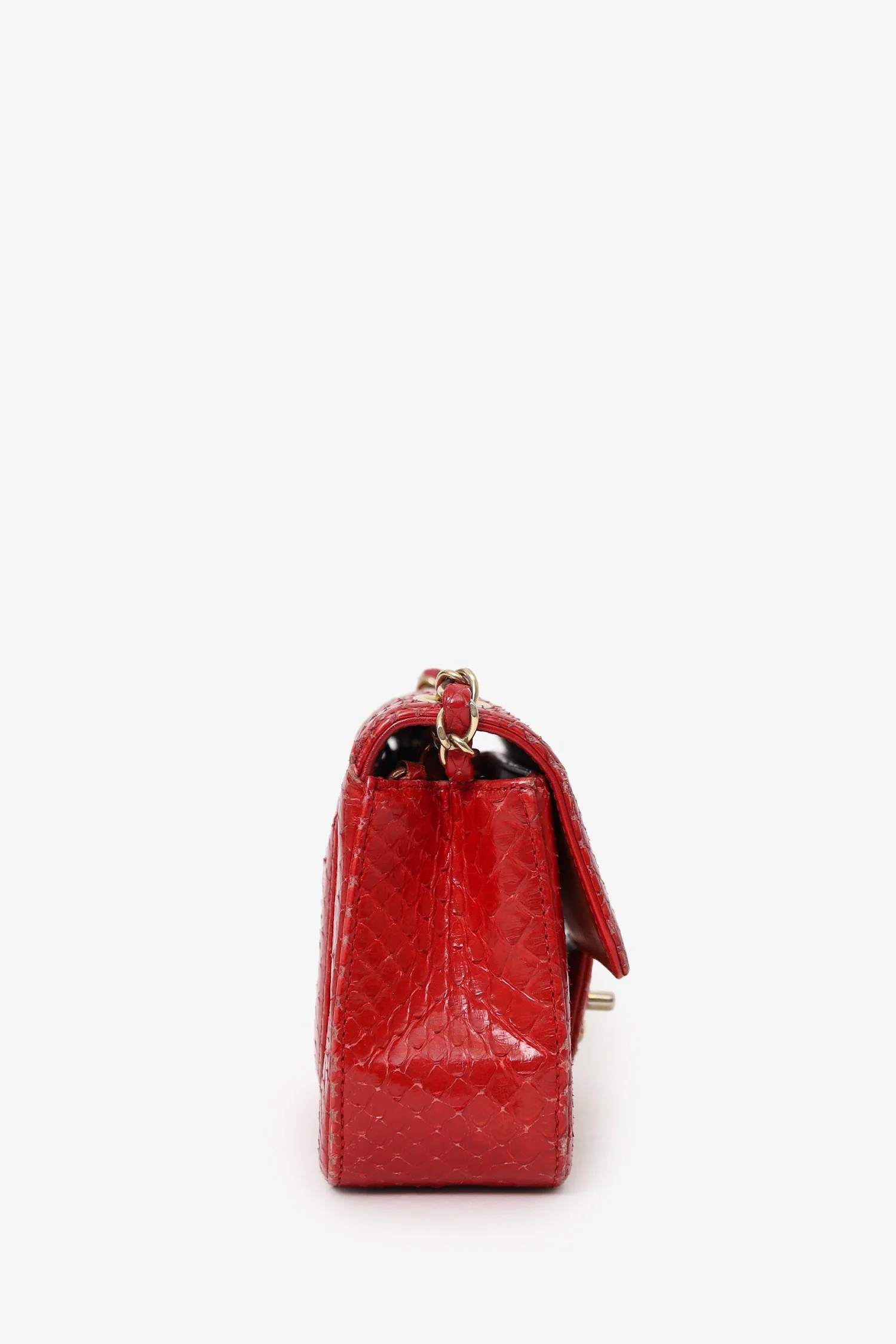 Pre-Loved Chanel™ 2014 Red Python Mini Flap Bag - Image 3