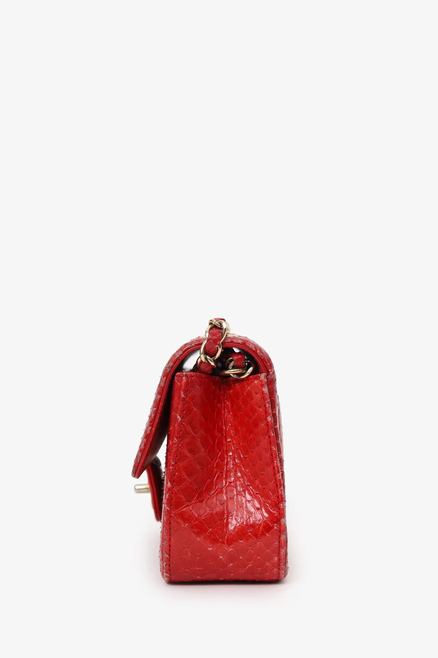 Pre-Loved Chanel™ 2014 Red Python Mini Flap Bag - Image 4