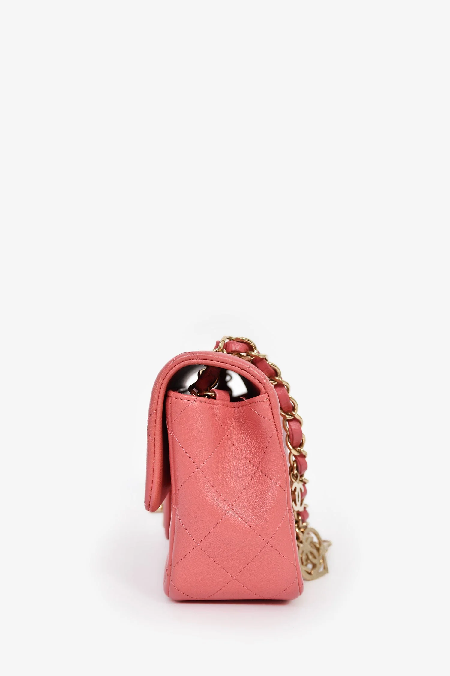 Pre-Loved Chanel™ 2014 Valentine Charms Edition Pink Quilted Lambskin Mini Rectangular Flap Bag - Image 4