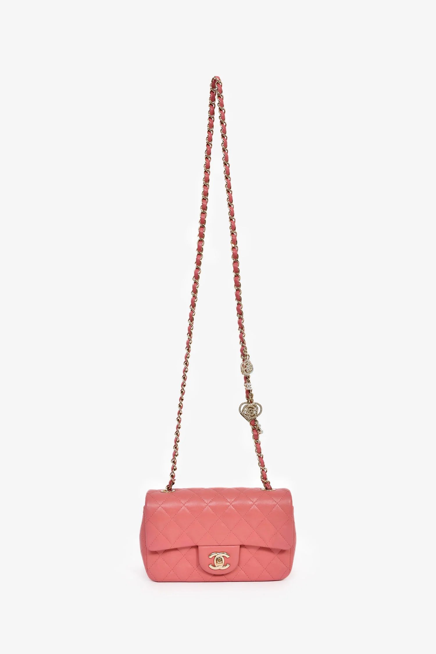 Pre-Loved Chanel™ 2014 Valentine Charms Edition Pink Quilted Lambskin Mini Rectangular Flap Bag - Image 8