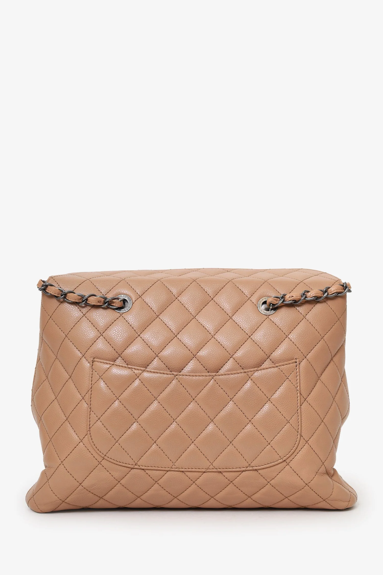 Pre-Loved Chanel™ 2015-16 Beige Caviar Leather Quilted City Large Shopping Tote - Image 2