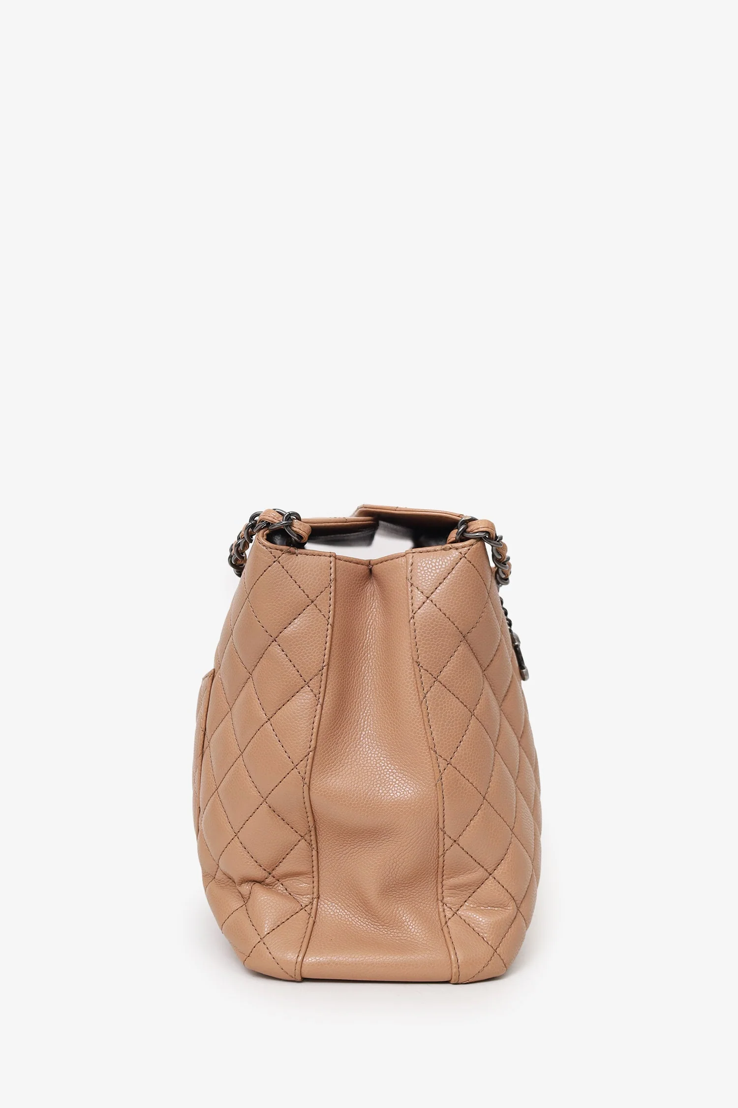 Pre-Loved Chanel™ 2015-16 Beige Caviar Leather Quilted City Large Shopping Tote - Image 3