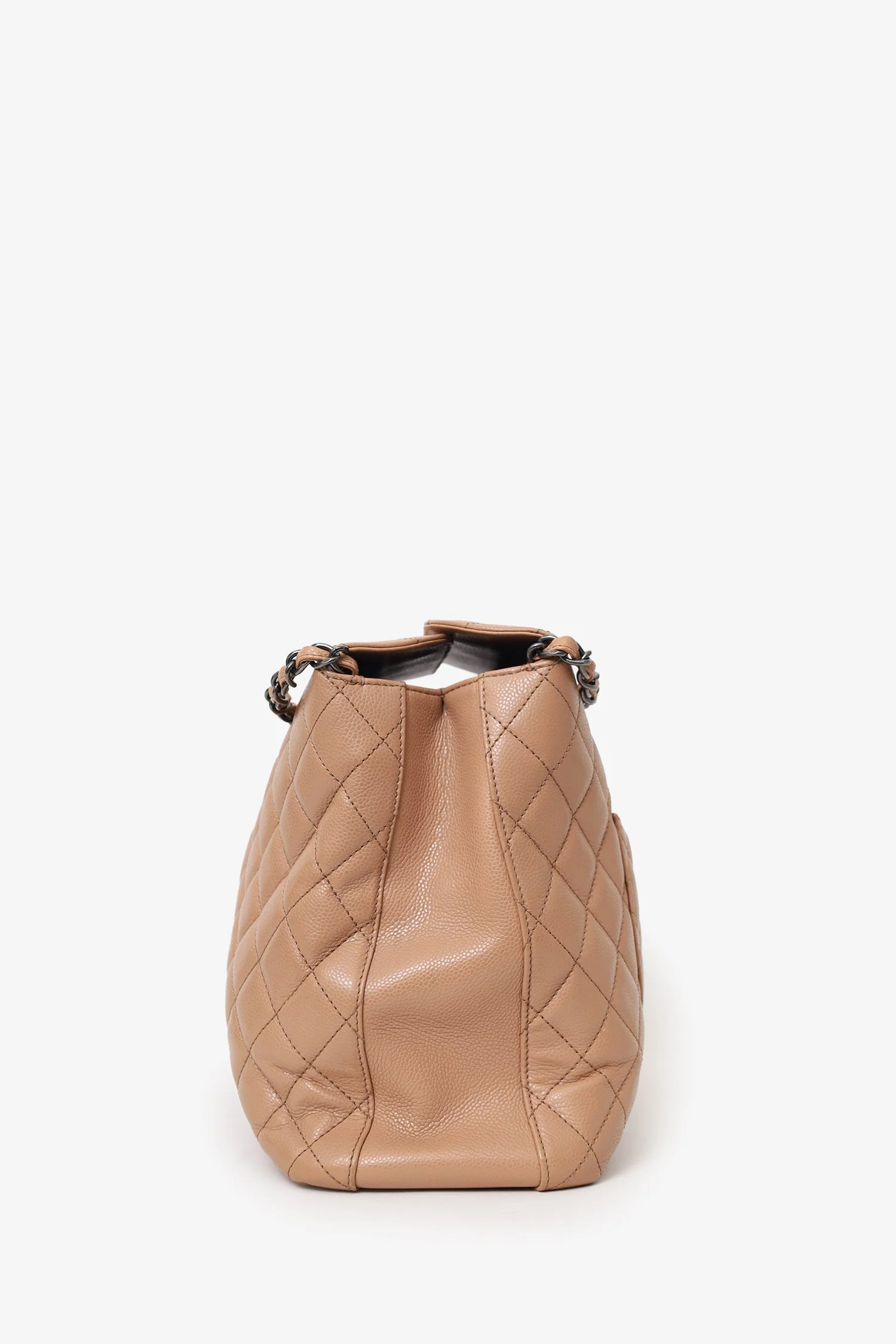 Pre-Loved Chanel™ 2015-16 Beige Caviar Leather Quilted City Large Shopping Tote - Image 4