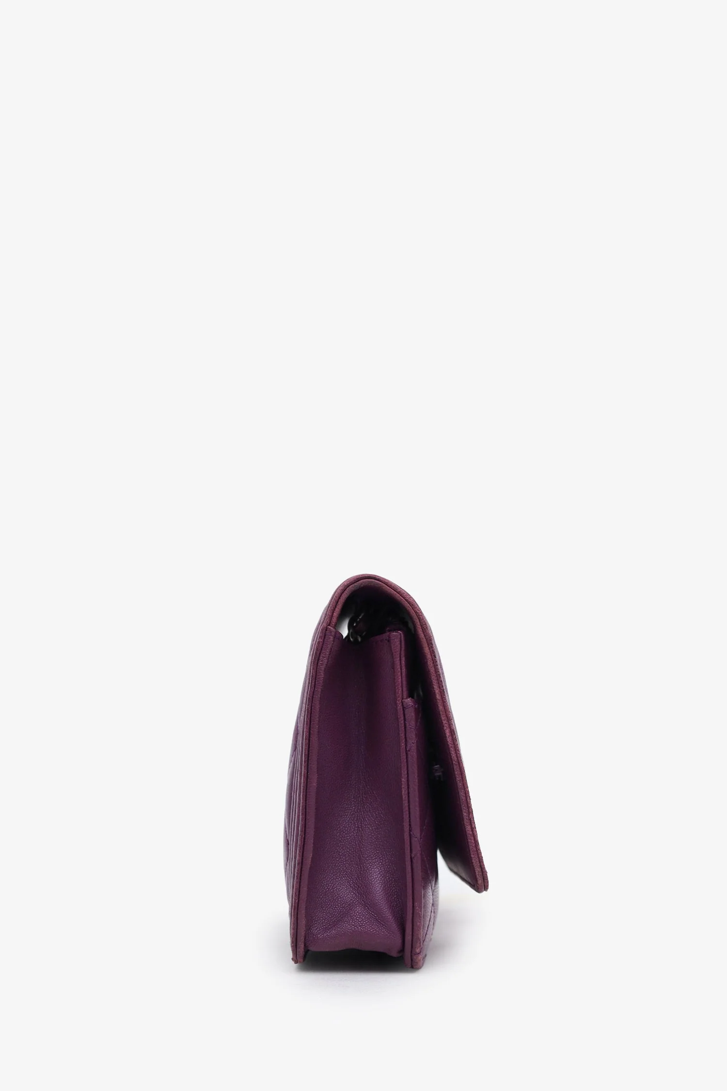 Pre-Loved Chanel™ 2015-16 Purple Lambskin Boy Wallet On Chain SHW - Image 3