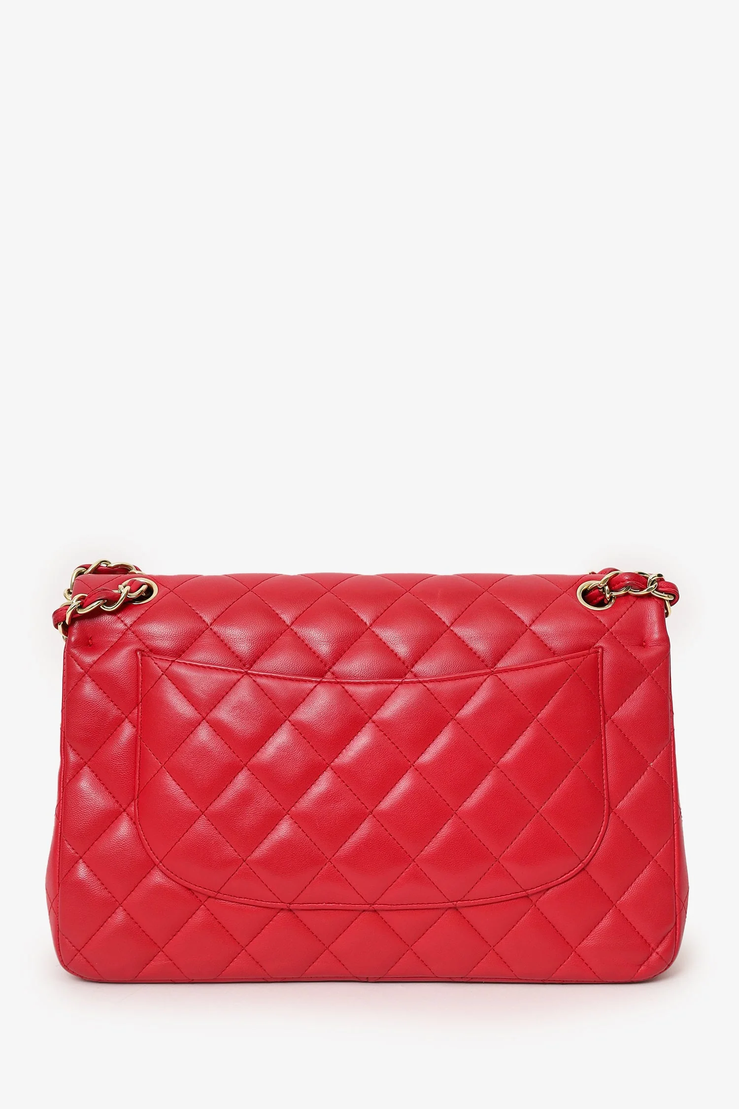 Pre-Loved Chanel™ 2015-16 Red Lambskin Quilted Classic Jumbo Flap Bag - Image 3