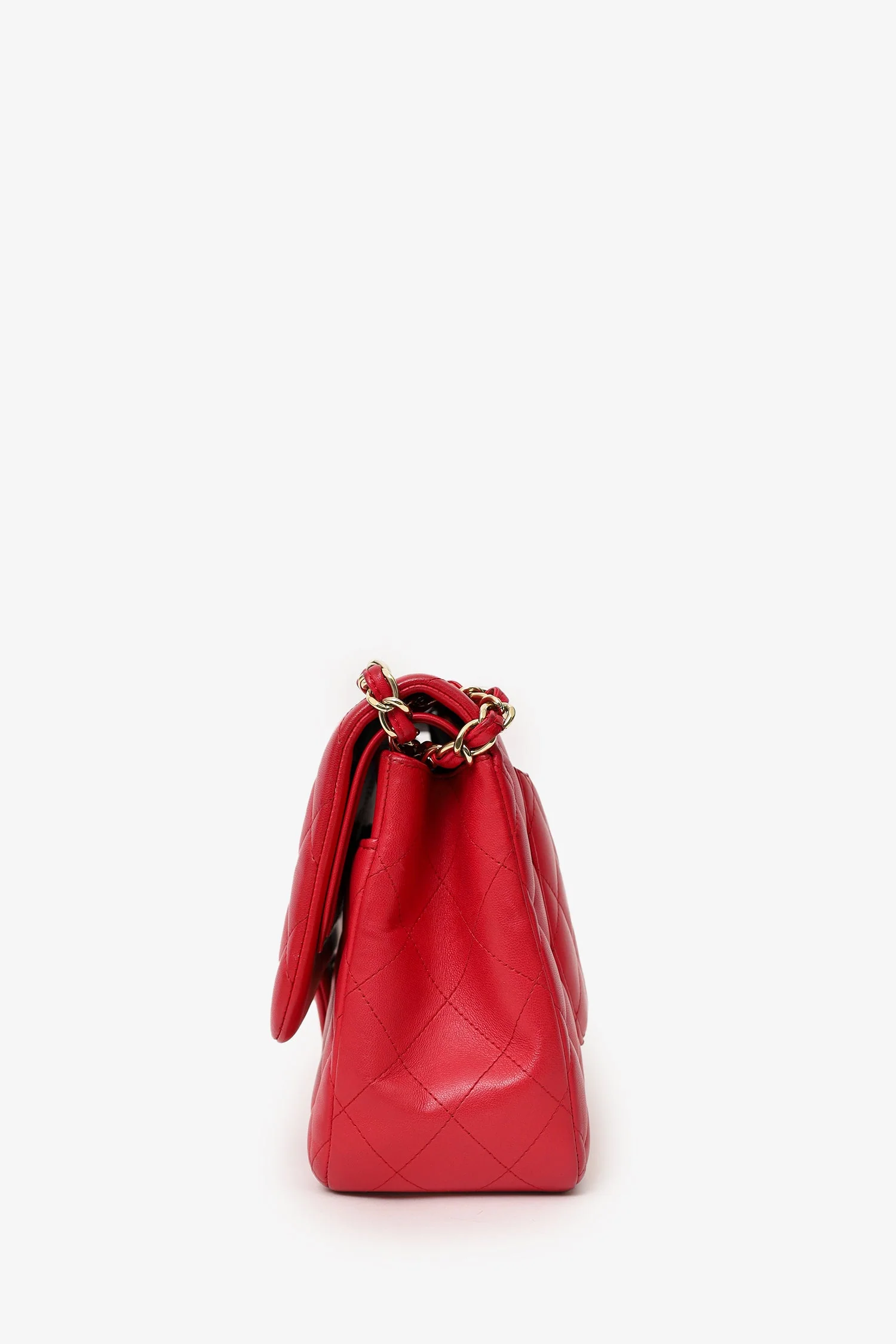 Pre-Loved Chanel™ 2015-16 Red Lambskin Quilted Classic Jumbo Flap Bag - Image 5