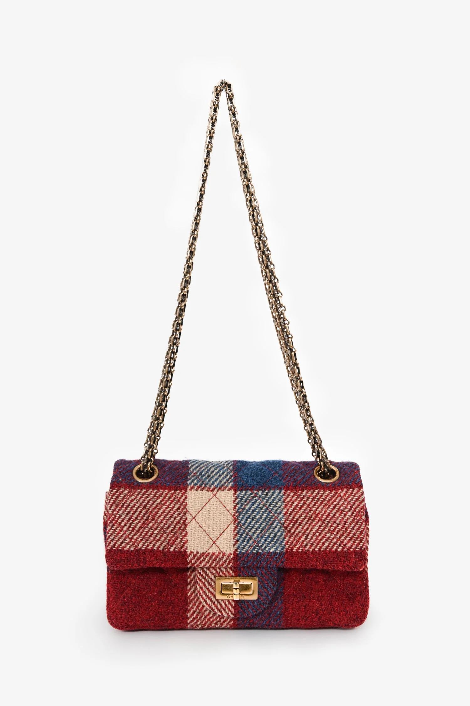 Pre-Loved Chanel™ 2015-16 Red Tweed Patterned 2.55 224 Double Flap Bag - Image 9