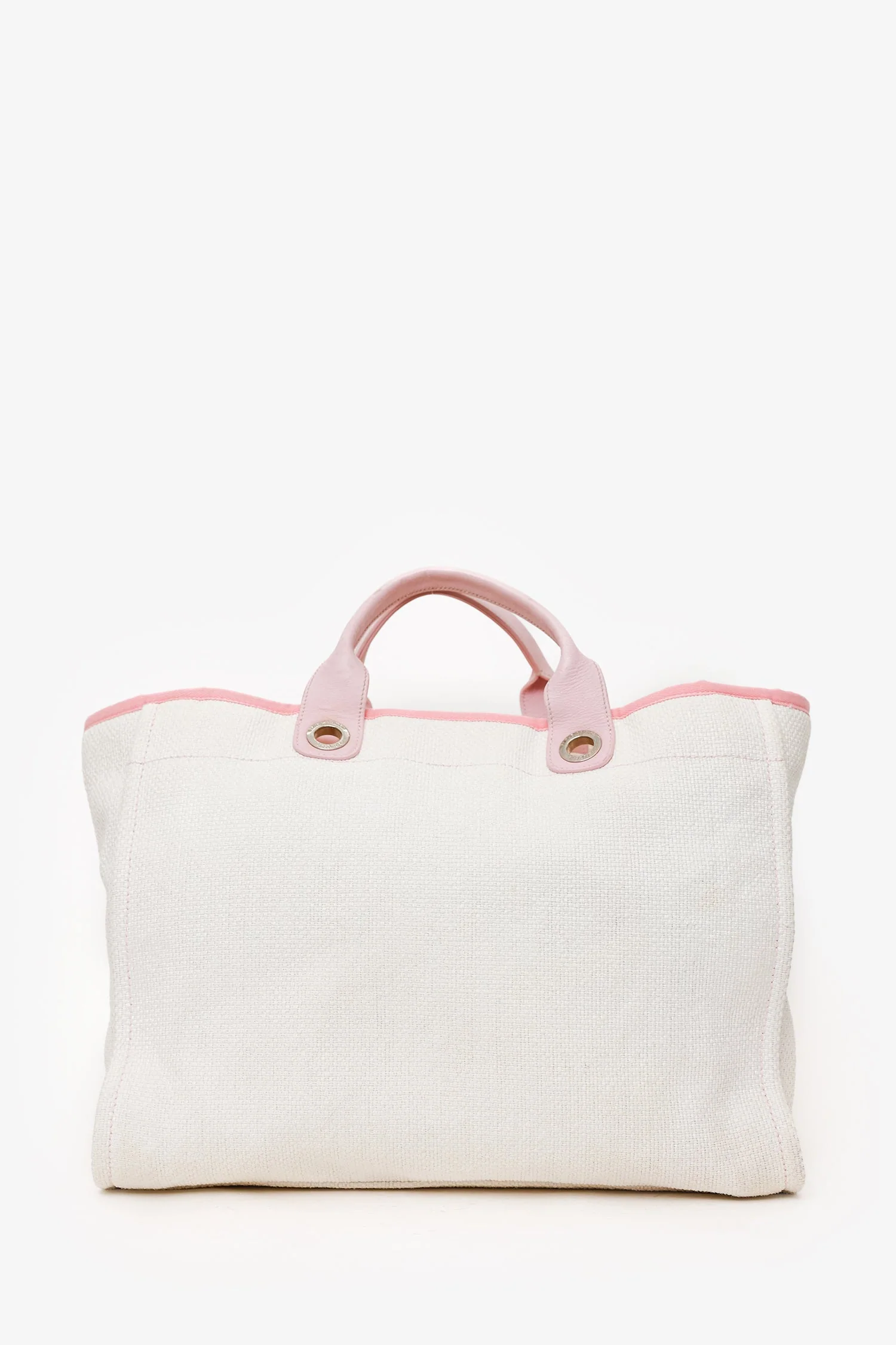 Pre-Loved Chanel™ 2015-16 White/Pink Medium Deauville Tote - Image 2