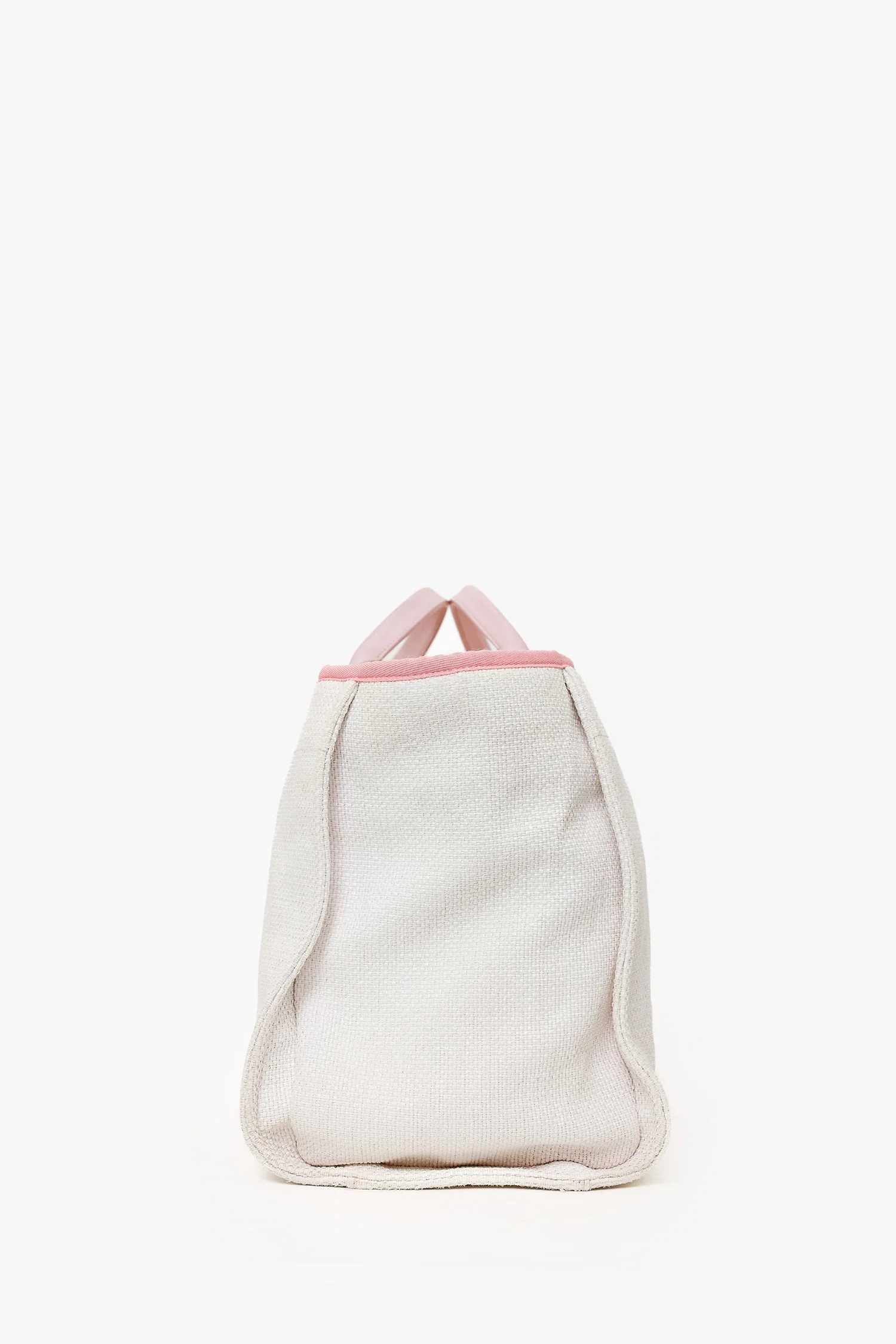 Pre-Loved Chanel™ 2015-16 White/Pink Medium Deauville Tote - Image 4