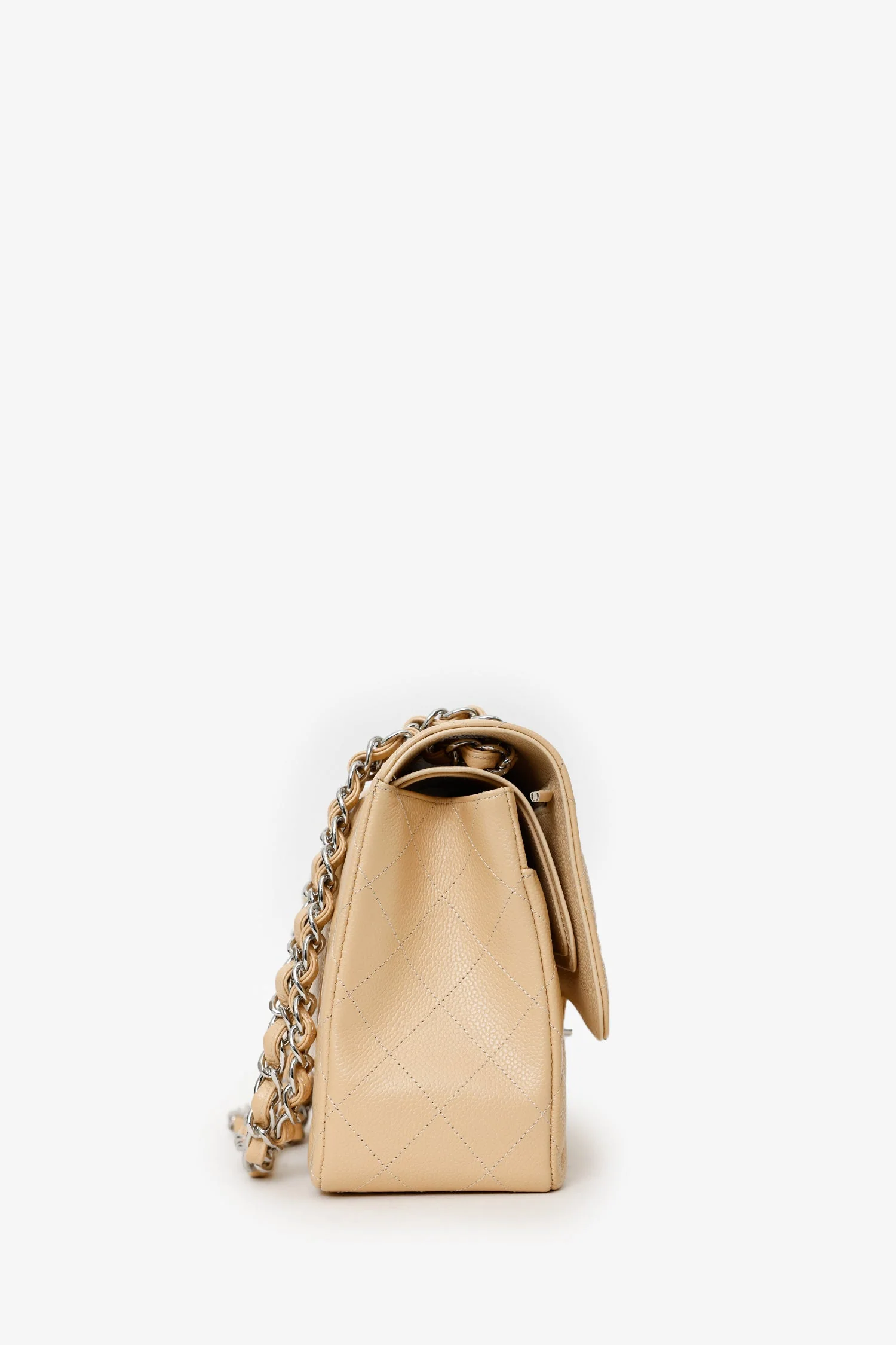 Pre-Loved Chanel™ 2016-17 Beige Caviar Leather Jumbo Double Flap Bag - Image 2