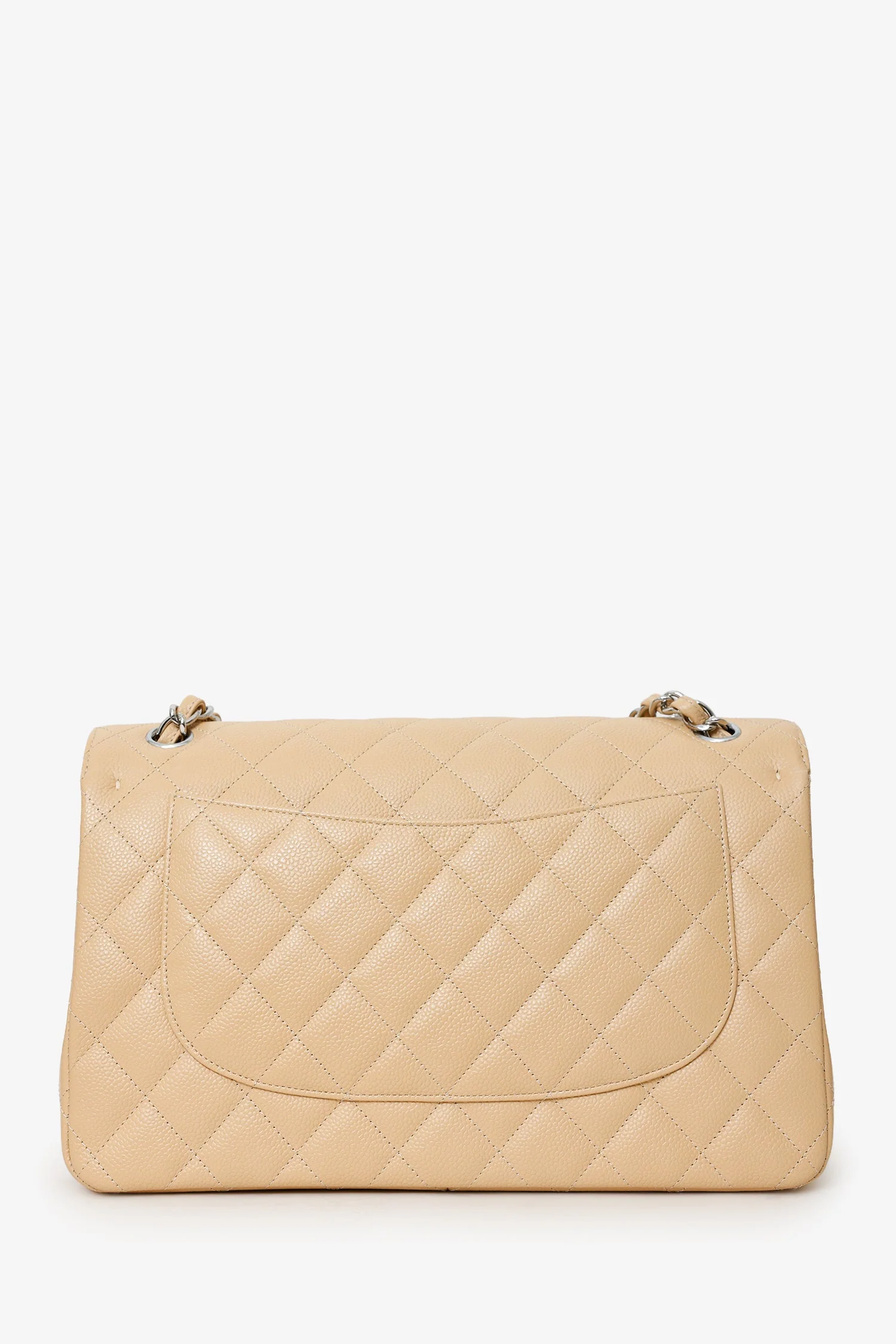 Pre-Loved Chanel™ 2016-17 Beige Caviar Leather Jumbo Double Flap Bag - Image 3