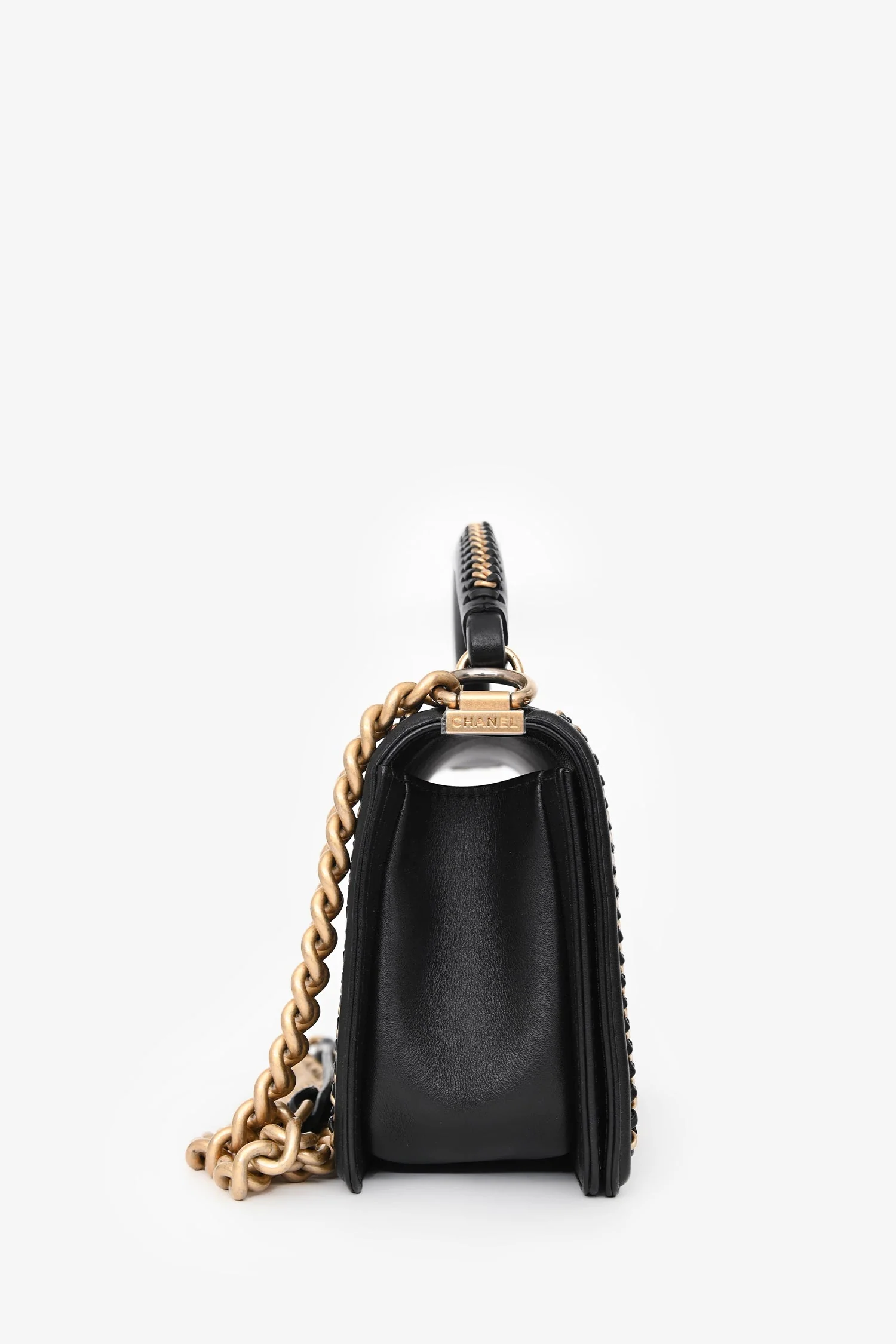 Chanel™ 2016/17 Black Quilted Leather Medium Chain Top Handle Bag - Image 3