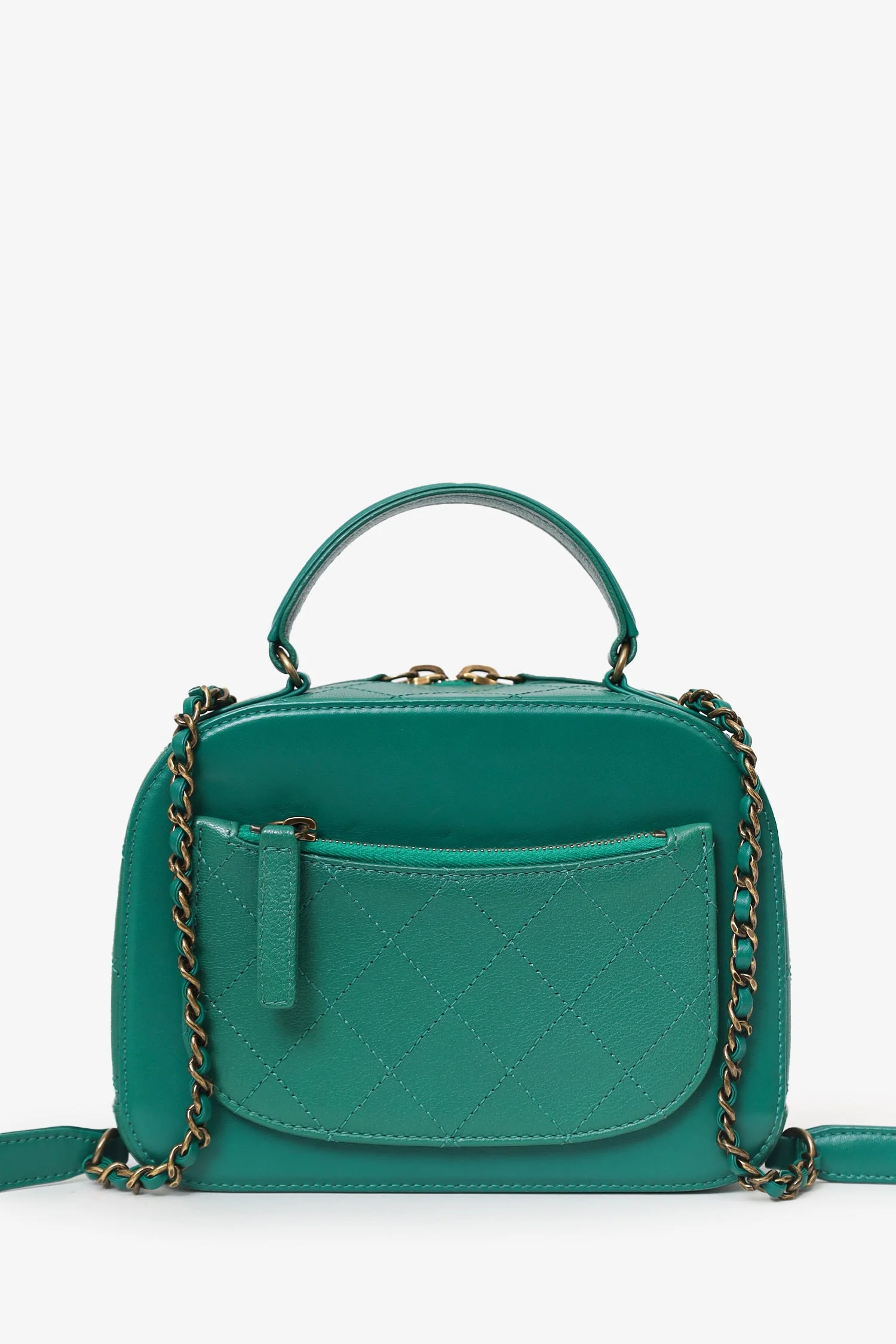 Pre-Loved Chanel™ 2016-17 Green Leather Small Coco Curve Vanity Case - Image 3