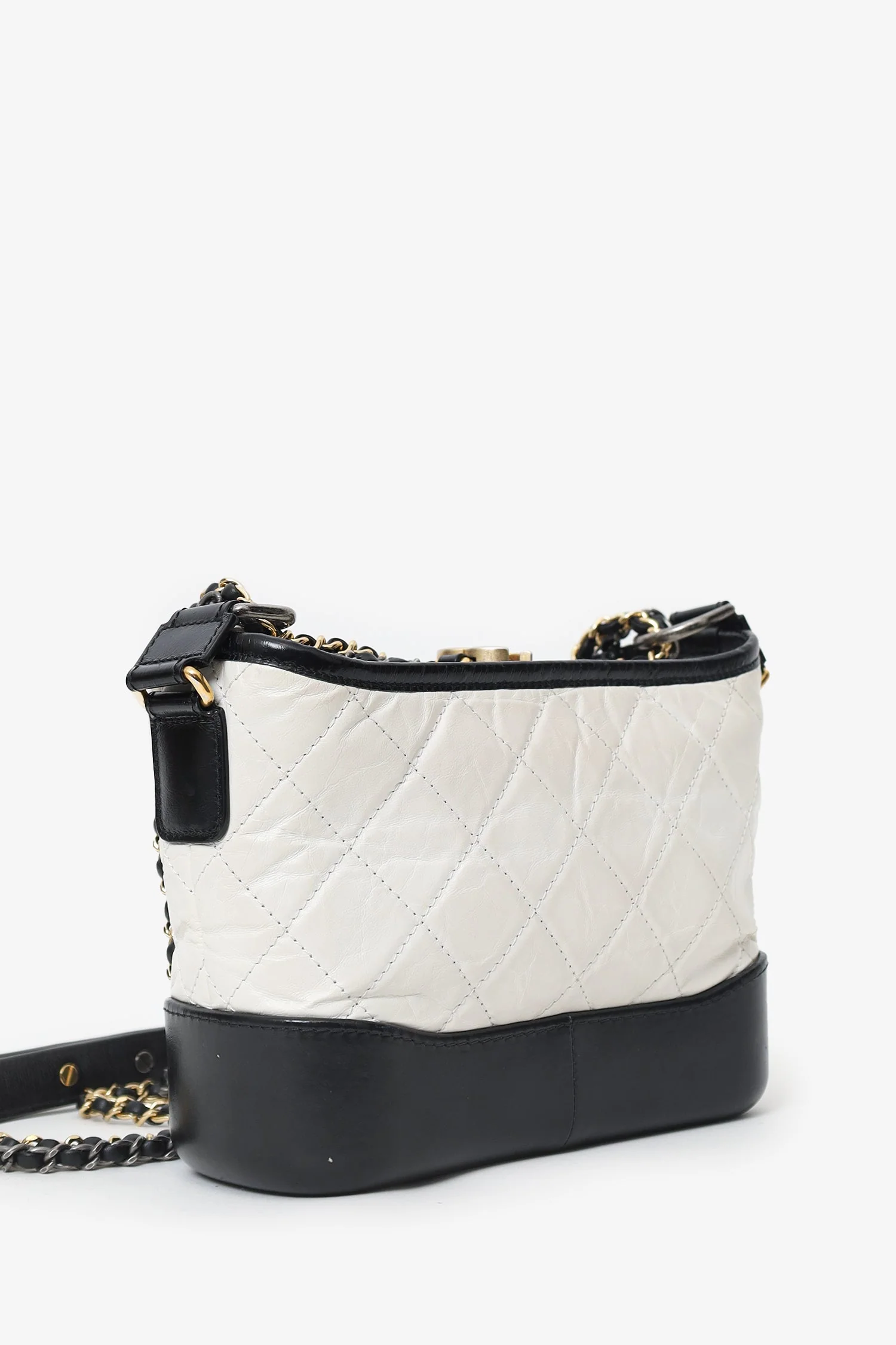 Pre-Loved Chanel™ 2016-2017 Black/White Lambskin Leather Small Gabrielle Bag - Image 2