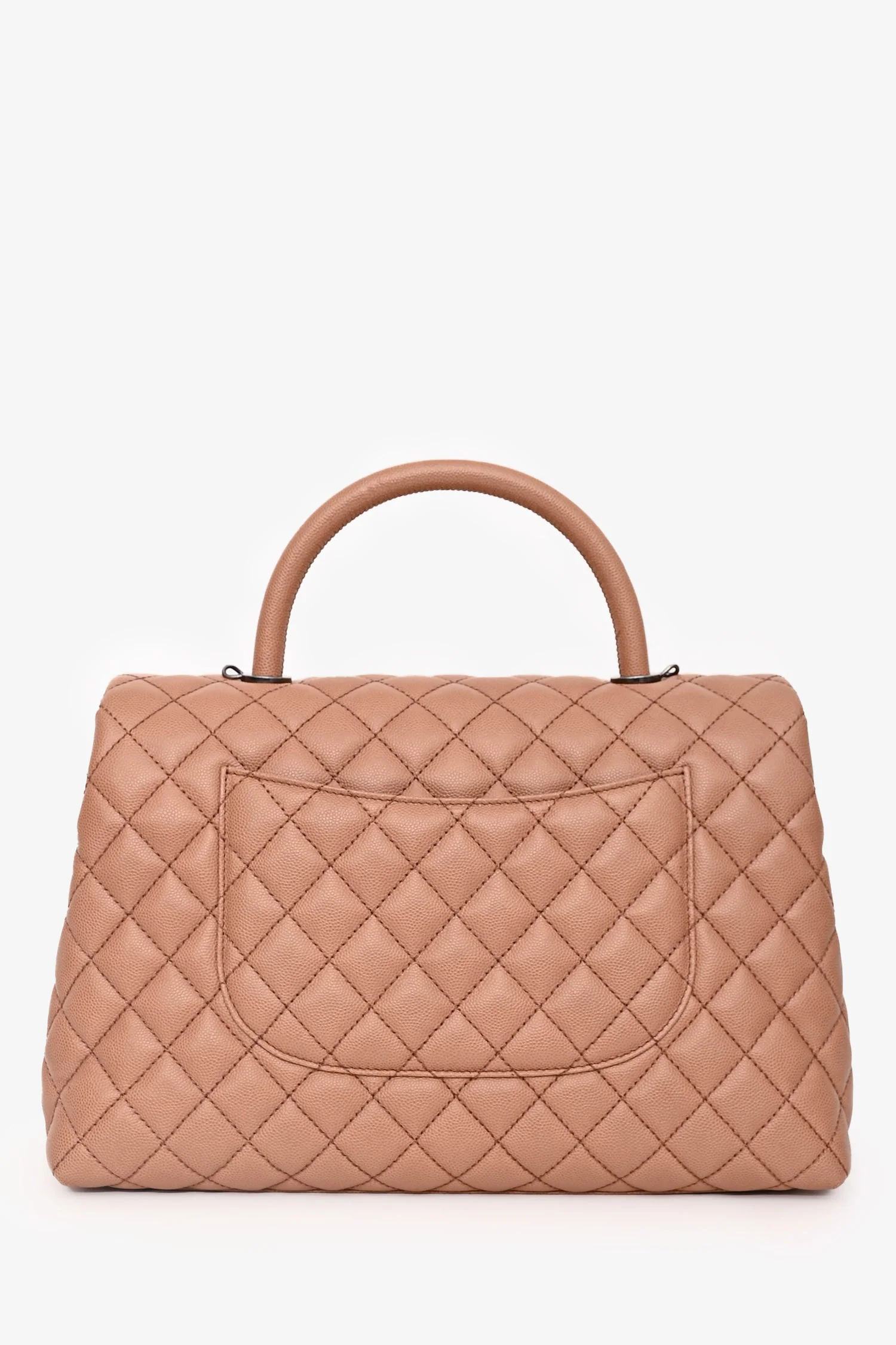 Pre-Loved Chanel™ 2016-2017 Brown Caviar Leather Large Coco Top Handle with Strap - Image 2