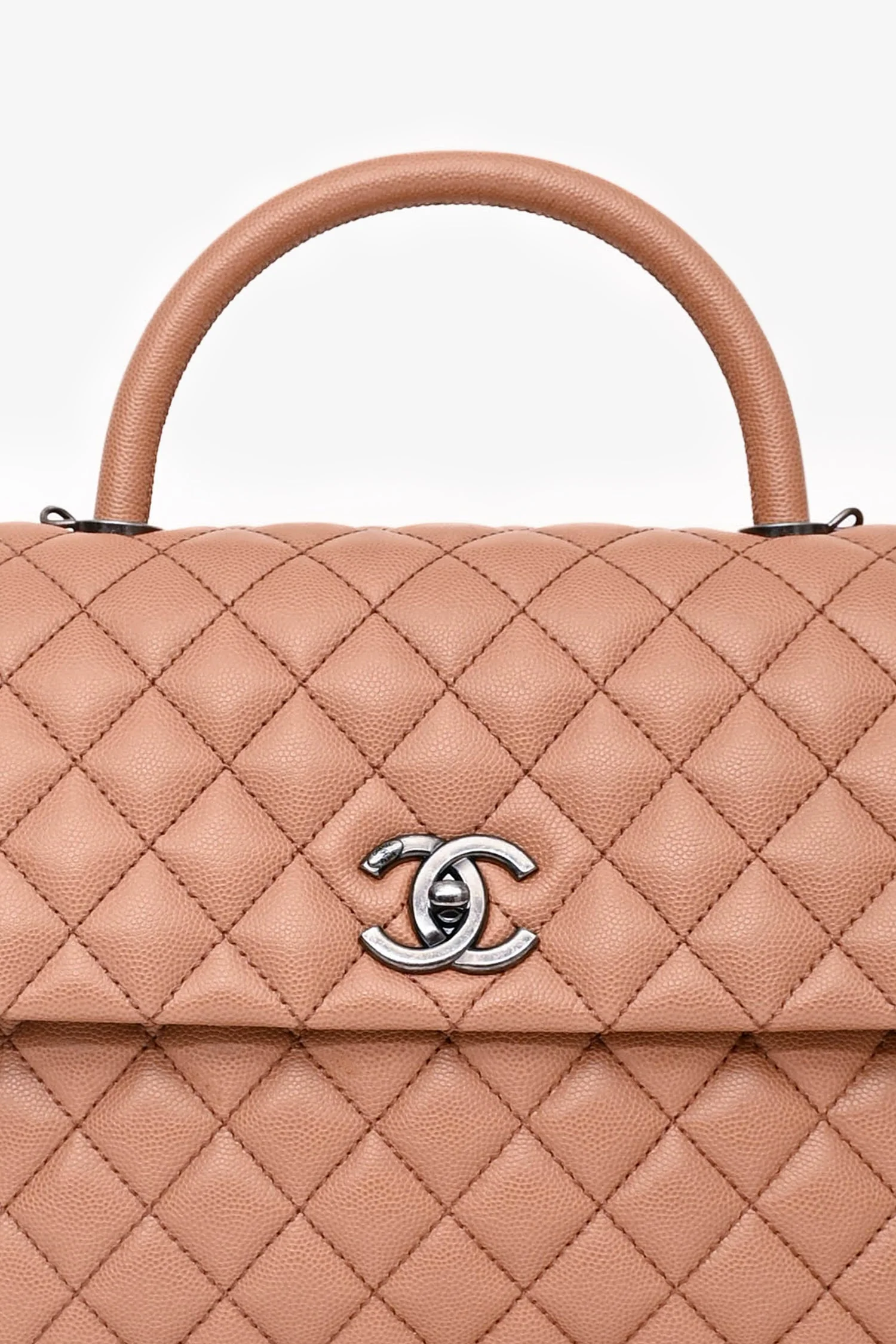 Pre-Loved Chanel™ 2016-2017 Brown Caviar Leather Large Coco Top Handle with Strap - Image 6