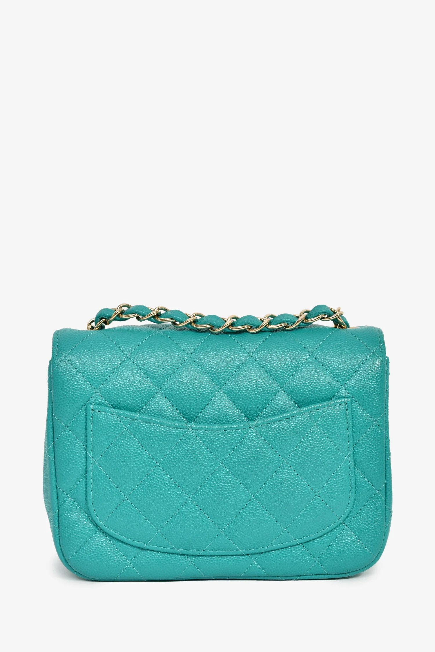 Pre-Loved Chanel™ 2016/2017 Teal Caviar Leather Quilted Mini Square Flap Bag - Image 2